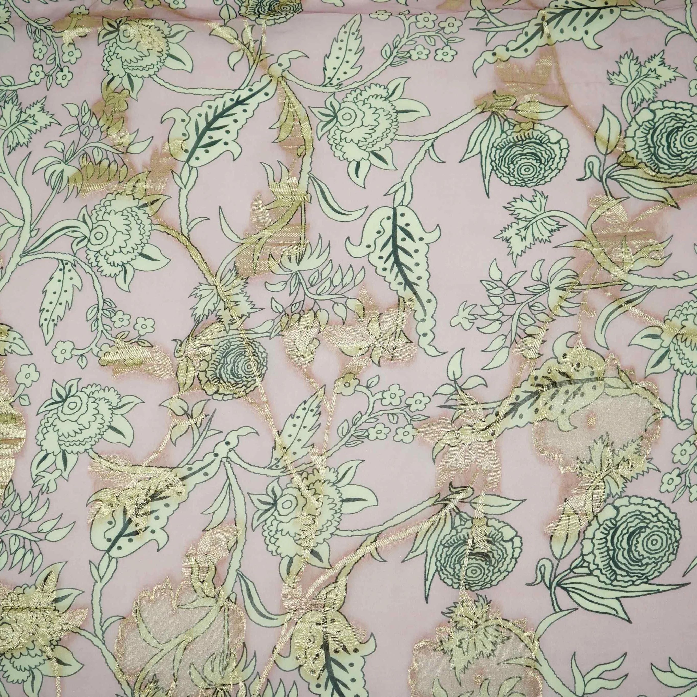 Lilac floral print with jacquard Organza Fabric MT-31168 - Image 2