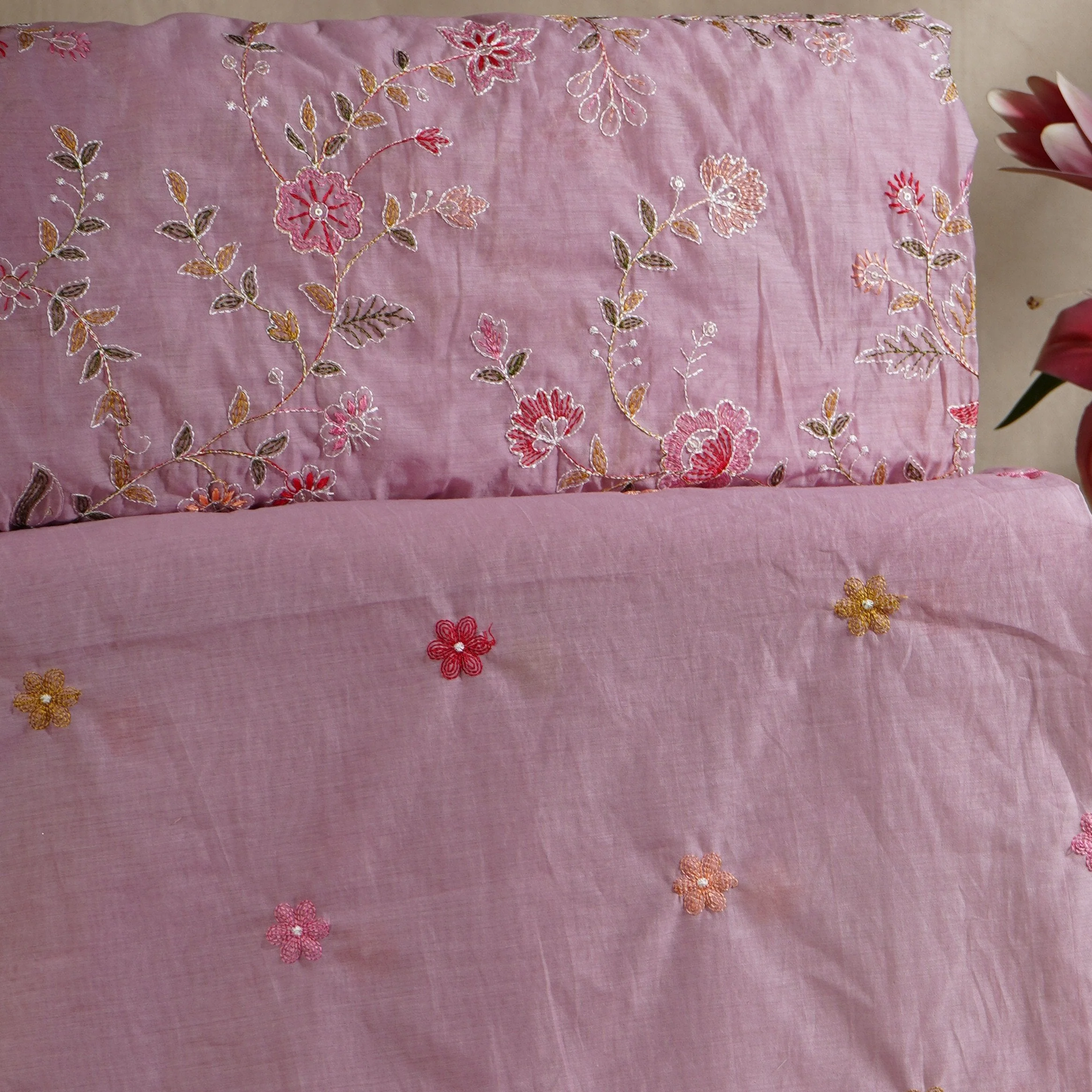 Lilac Mughal embroidery Mul Chanderi Fabric DC-29678 - Image 5