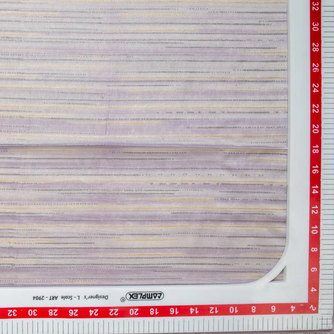Lilac Stripes Foil Print Crepe Fabric - Image 3