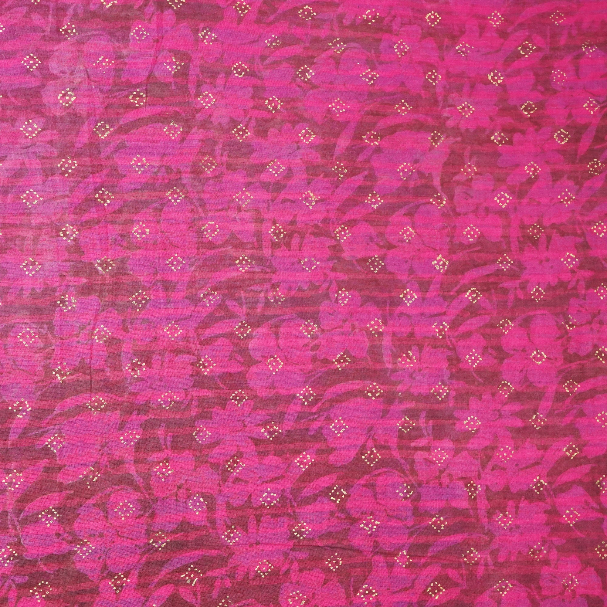Magenta and Brown Foil Print Mulmul Fabric NC-24583 - Image 4