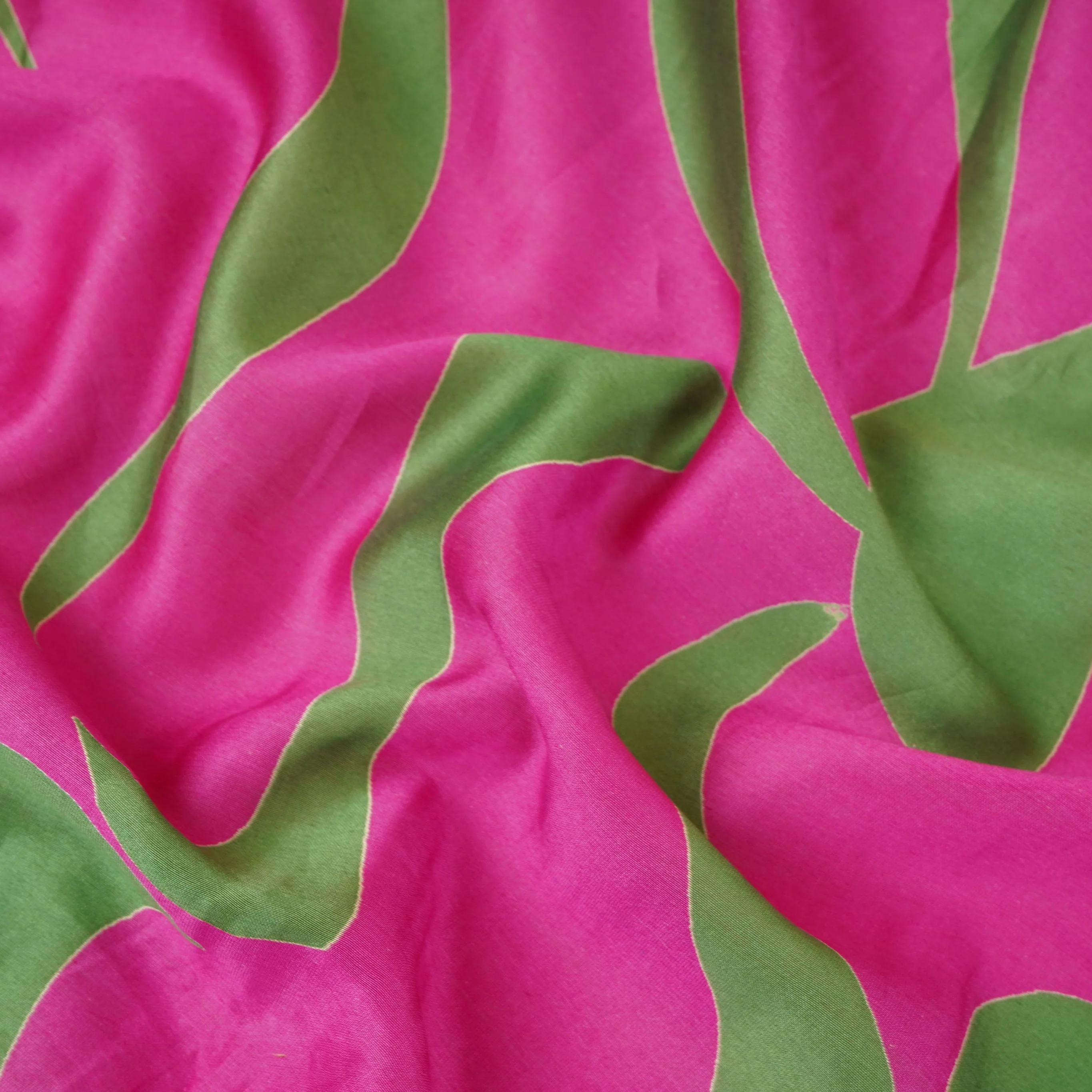Magenta Pink Abstract Print Pure 70gm Chanderi Fabric SN-30544 - Image 3