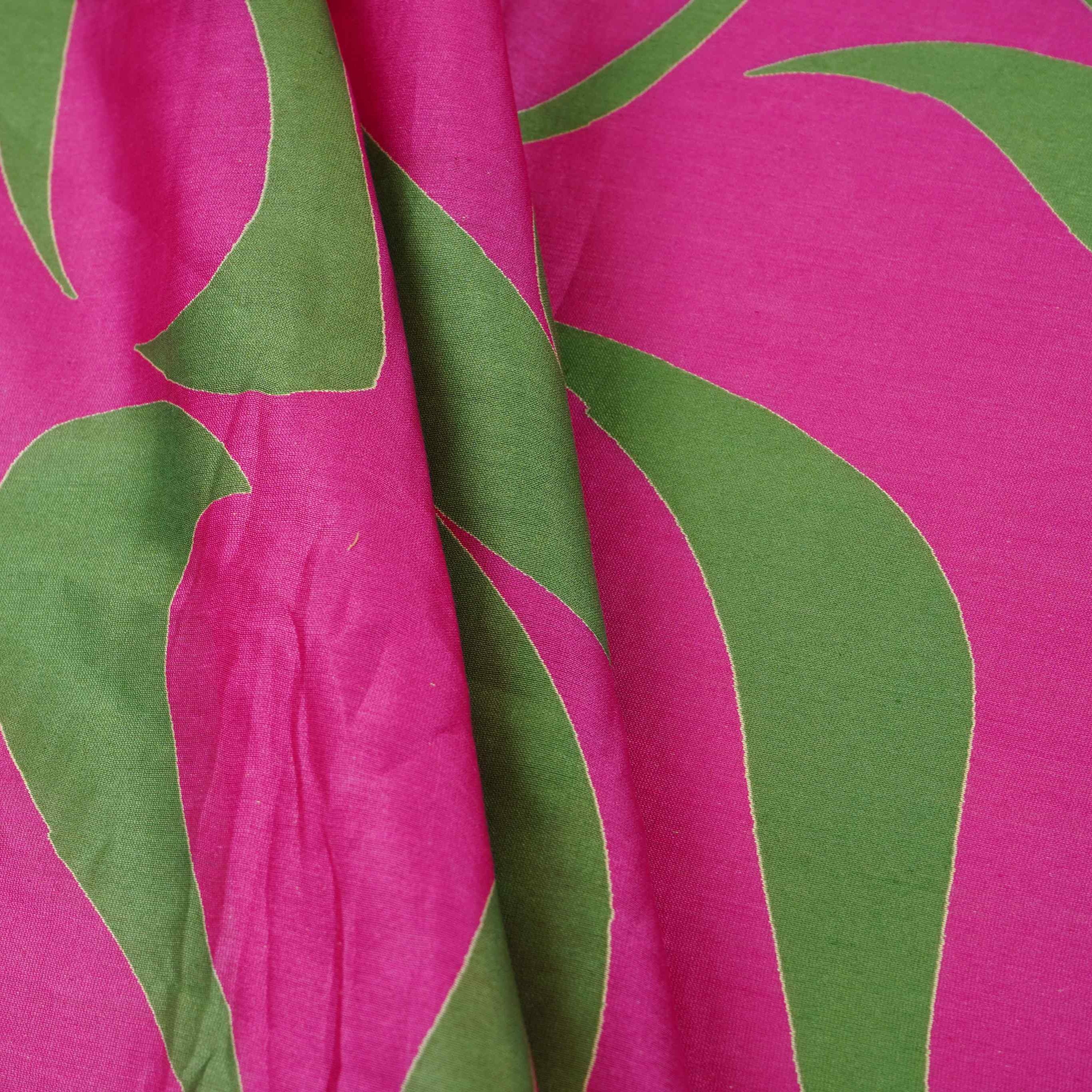 Magenta Pink Abstract Print Pure 70gm Chanderi Fabric SN-30544 - Image 5