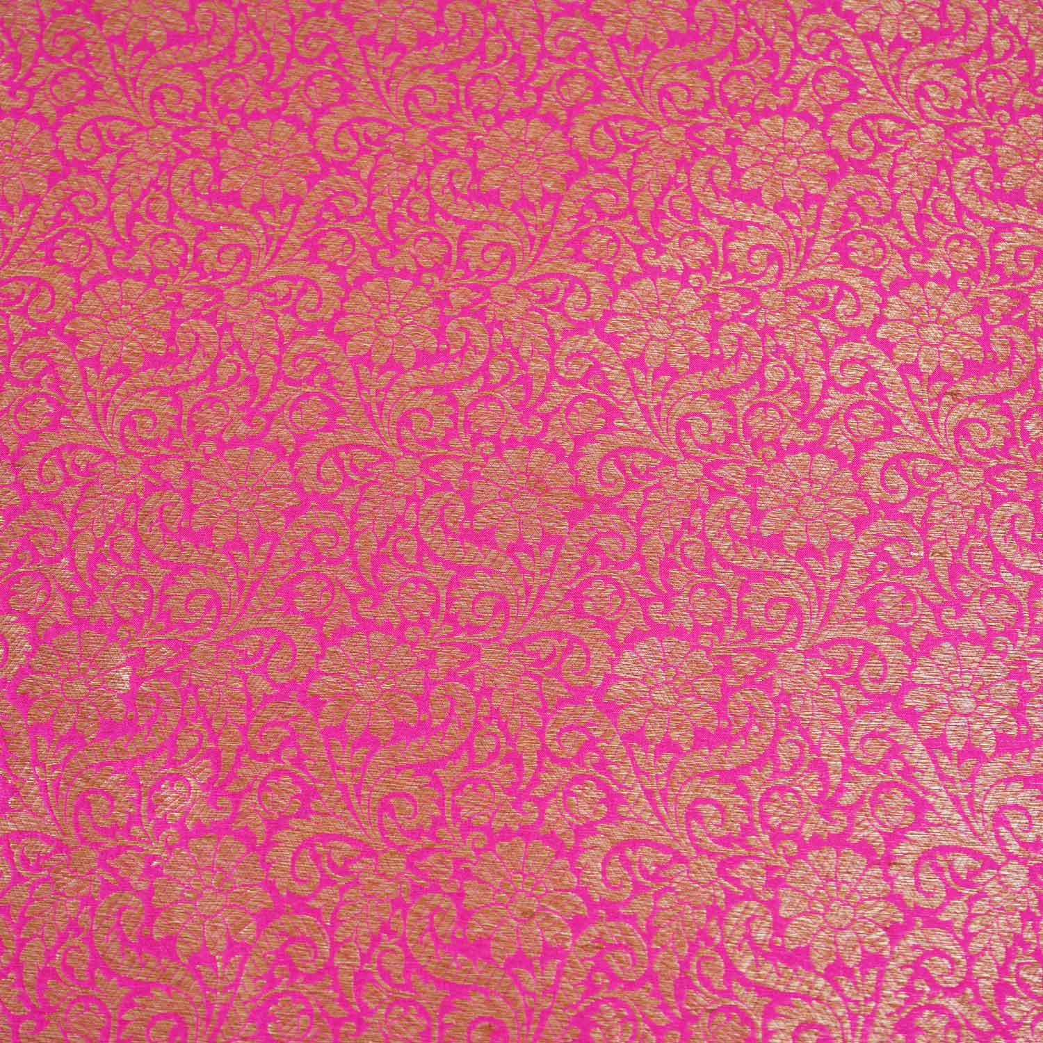 Magenta Pink Antick Gold Jaal Brocade Fabric NH-28894 - Image 4