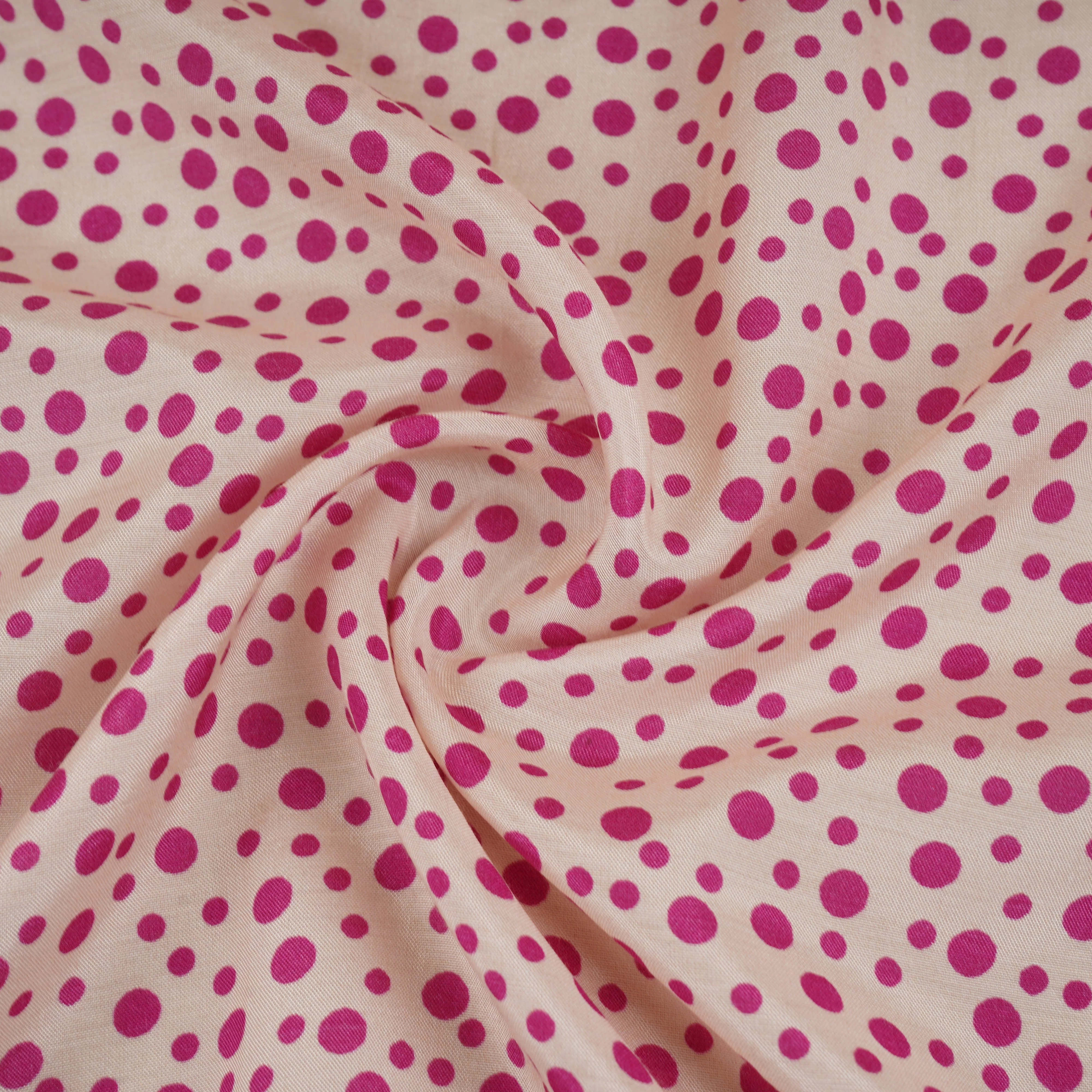 Magenta Pink Dot Print Muslin Fabric MF-30178 - Image 3