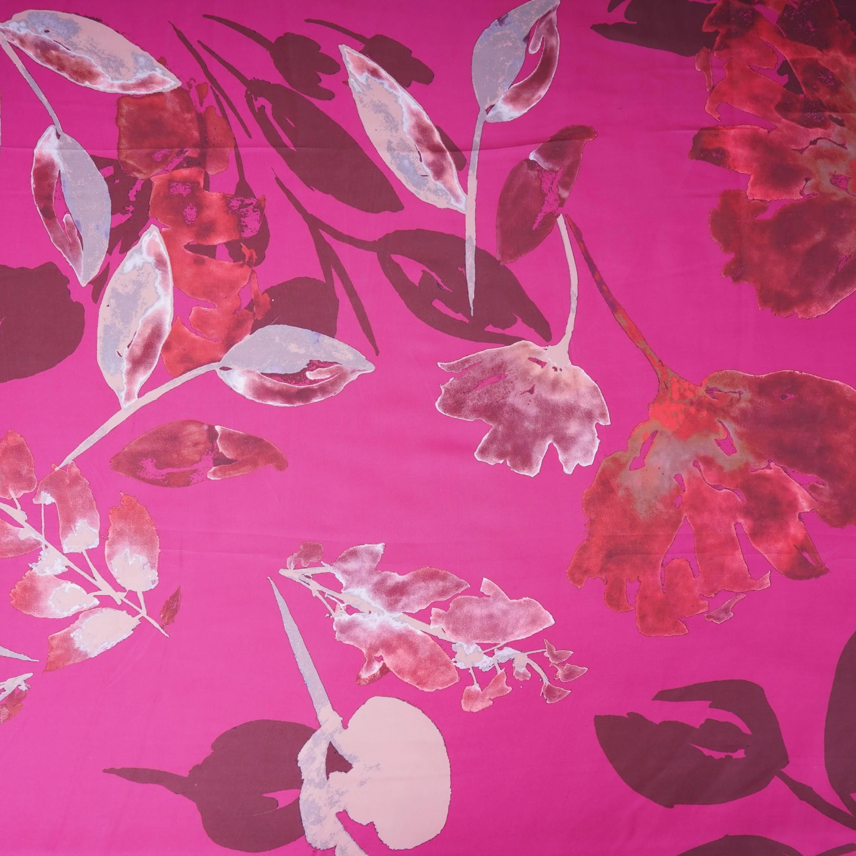 Magenta Pink floral print Modal Silk Fabric MTFG-31079 - Image 3