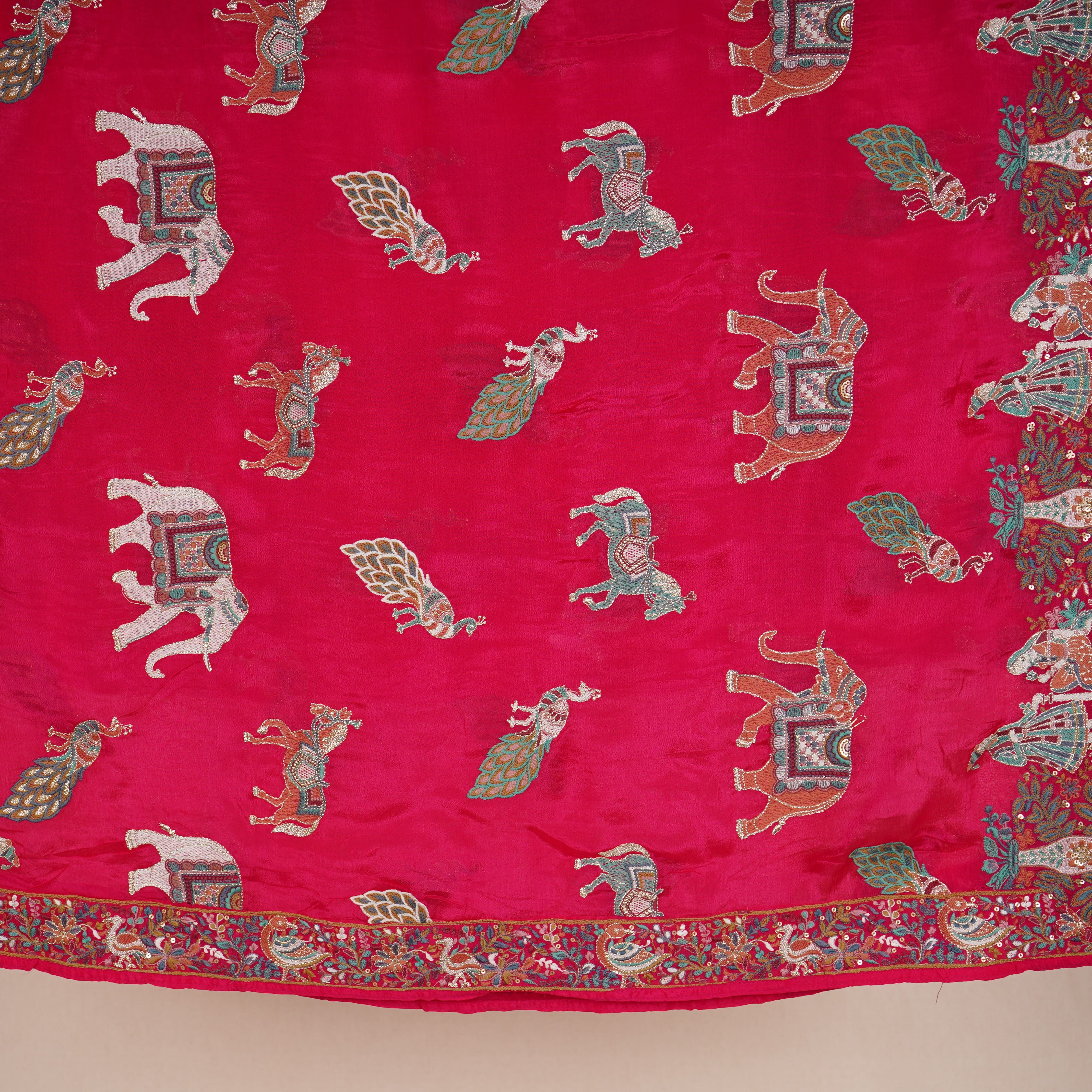 Magenta Thread Embroidery Crepe Dupatta - Image 4
