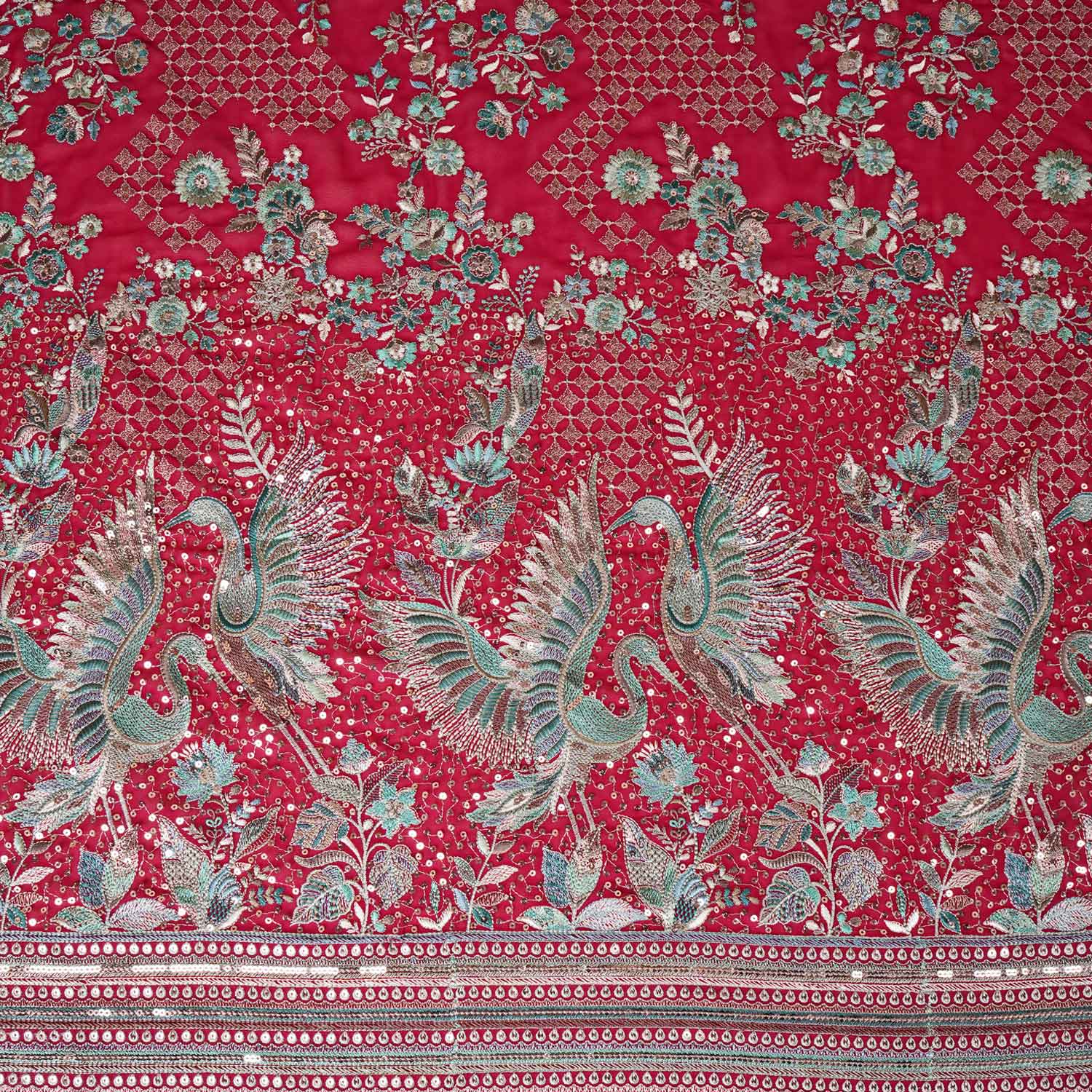 Magenta Parsi Gara Embroidery Georgette Fabric DR-28031 - Image 5