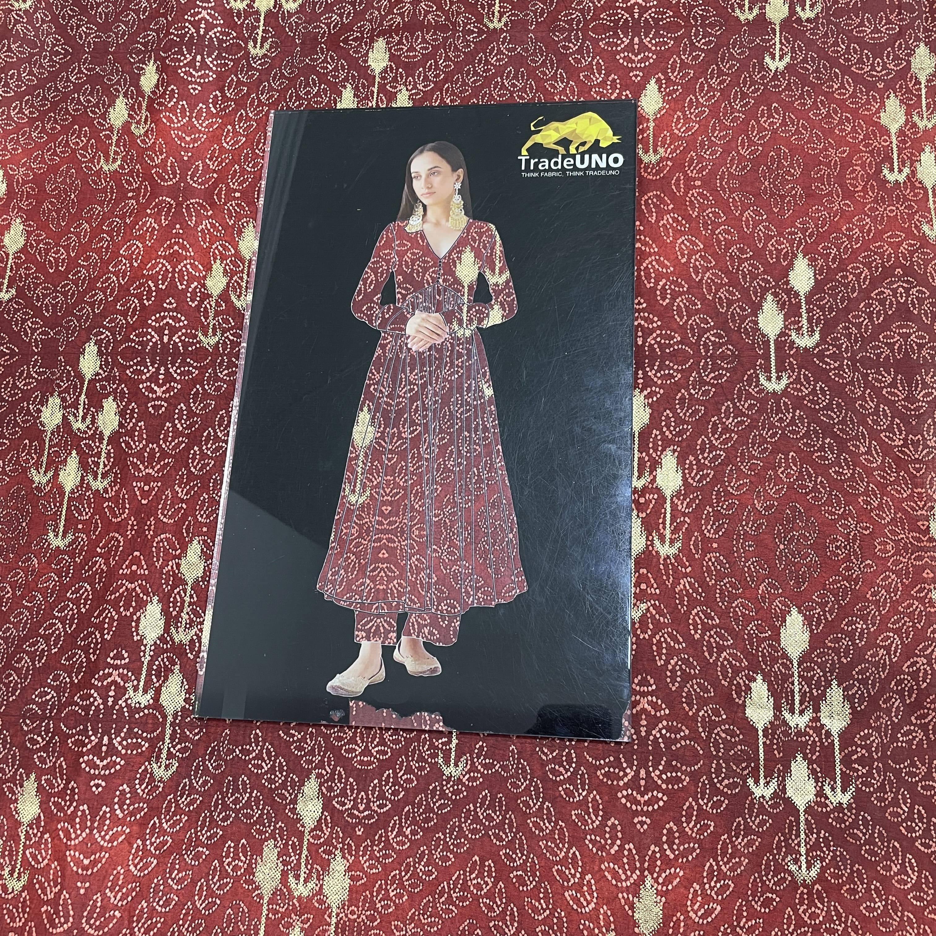 Maroon Bandhani With Foil Chanderi Fabric 28 - Image 3
