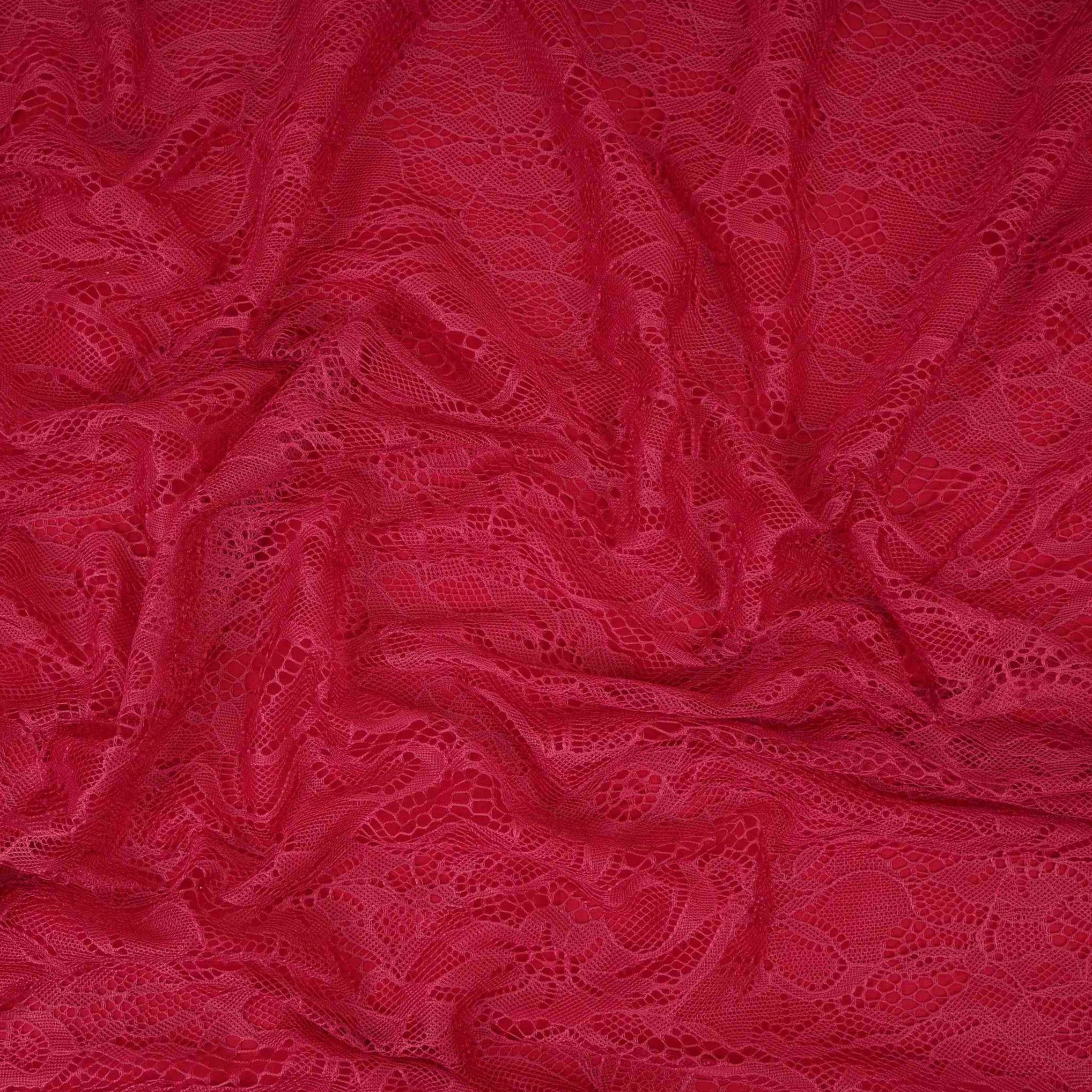 Maroon Floral Embroidery Lace Fabric LI-32189 - Image 3