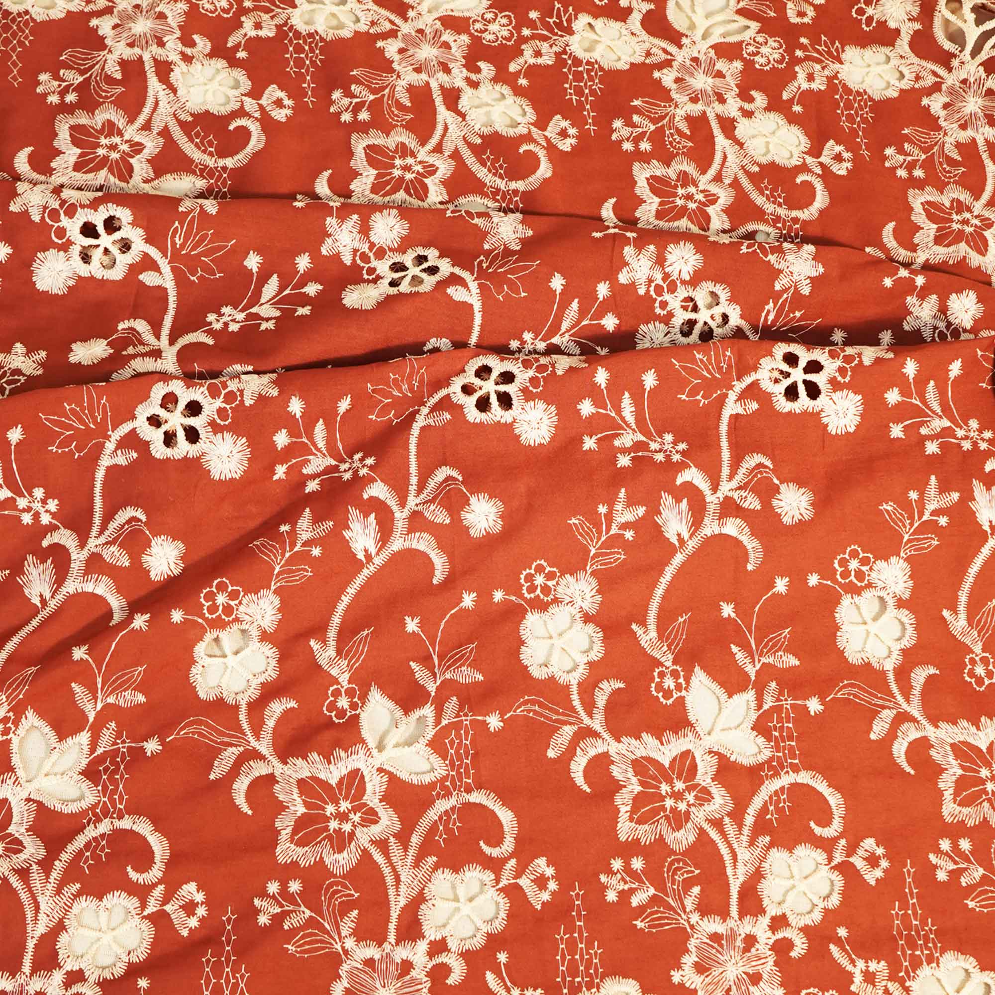 Maroon Floral Hakoba Embroidery Cotton Fabric CF-26526 - Image 3