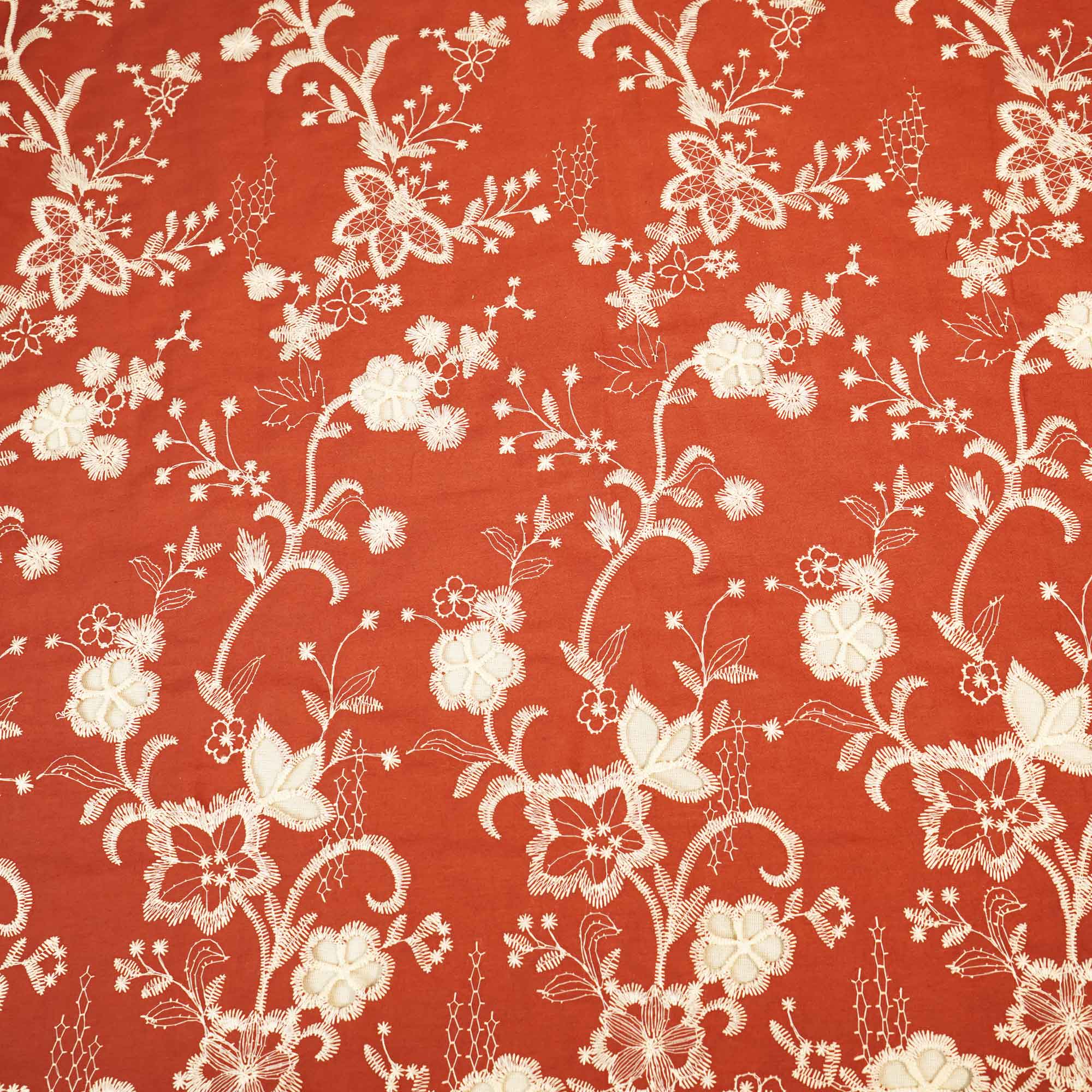 Maroon Floral Hakoba Embroidery Cotton Fabric CF-26526 - Image 4