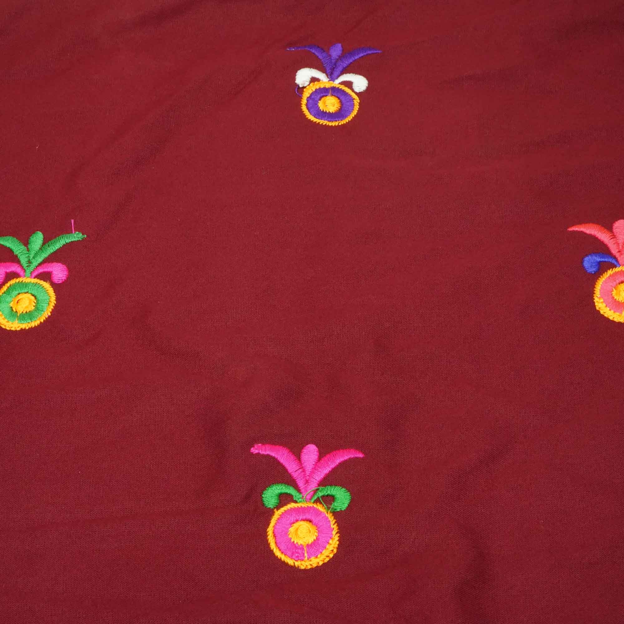 Maroon Gamthi Mirror Embroidery Mulmul Fabric 285 RC-17940 - Image 4