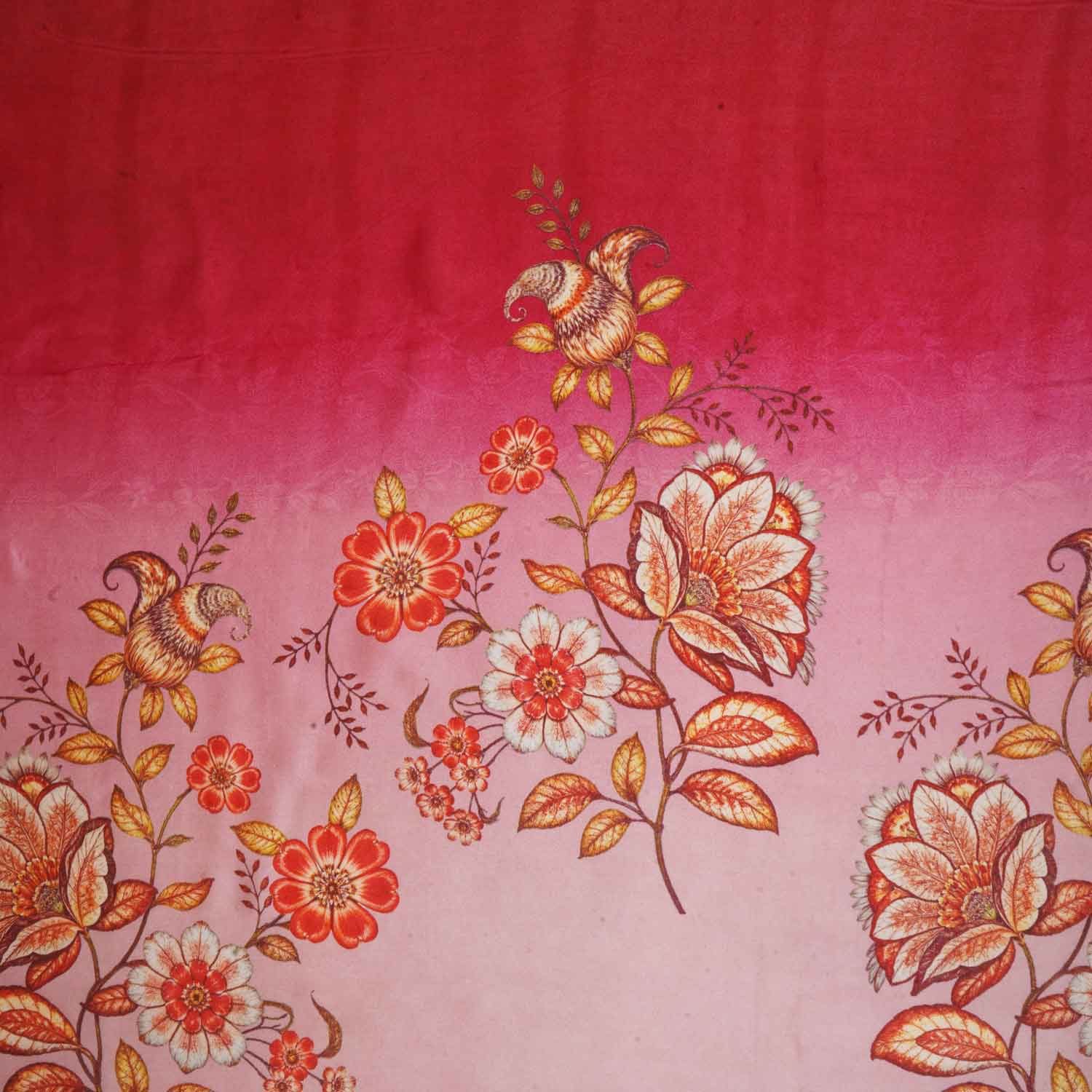 Maroon & Pink Shaded Floral Print Organza Fabric MT-28244 - Image 4