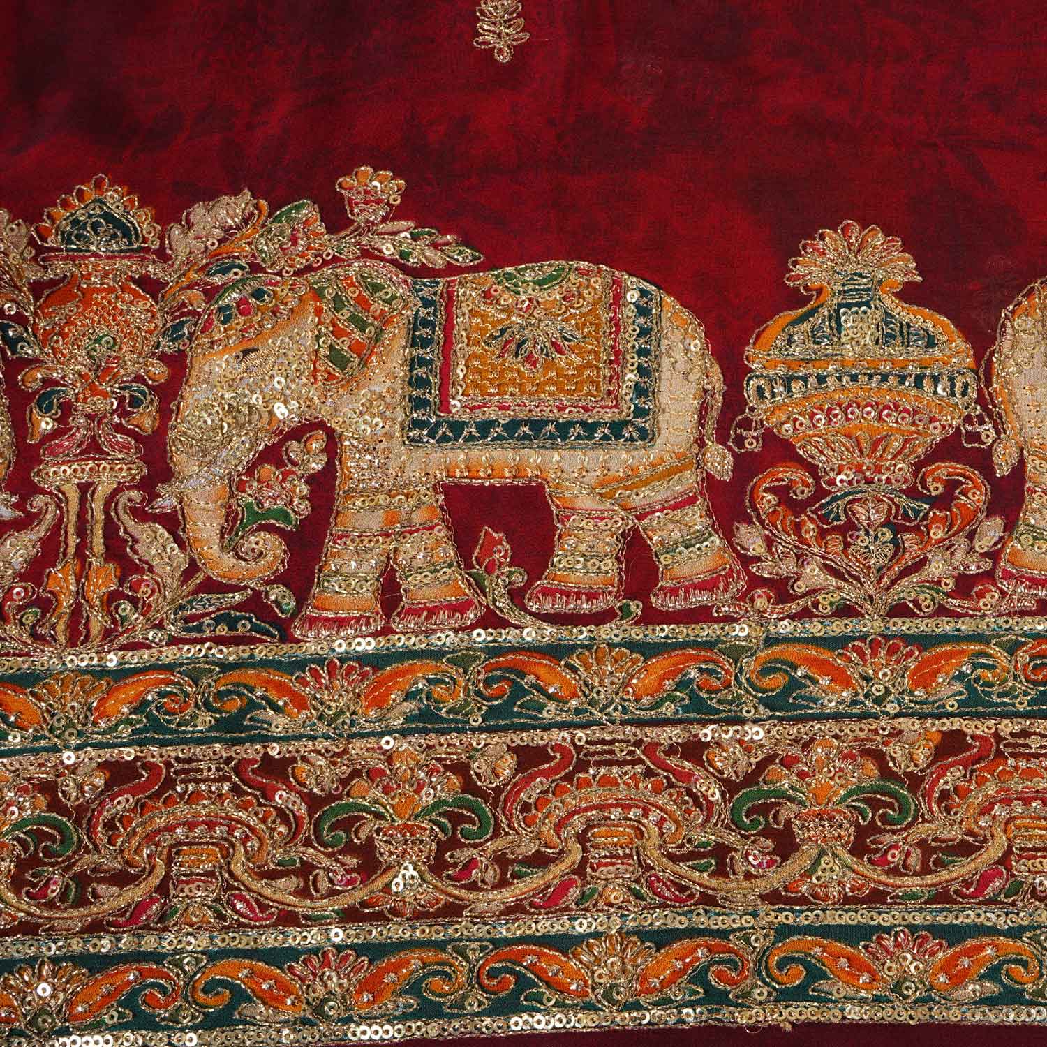Maroon Traditional Zari Embroidery Georgette Fabric SC-27904 - Image 4