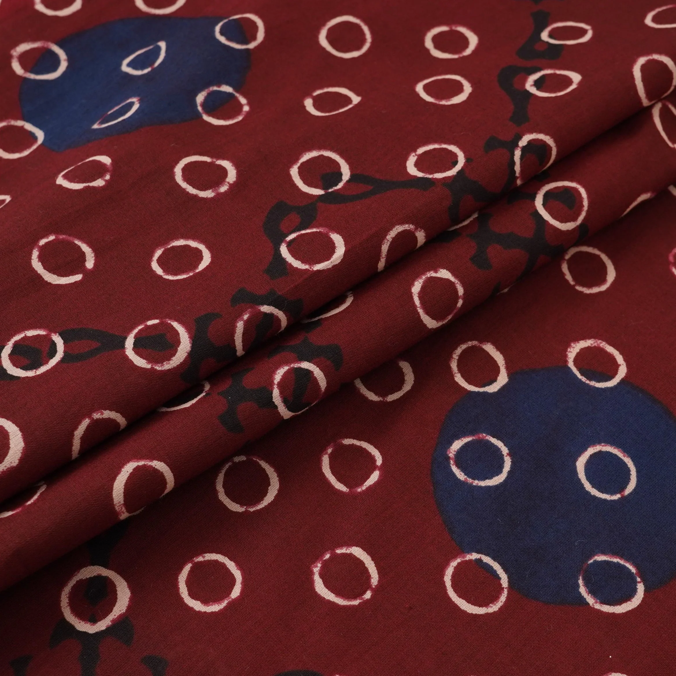 Maroon With Multicolor Polka Dot Cotton Fabric DE-32295 - Image 4