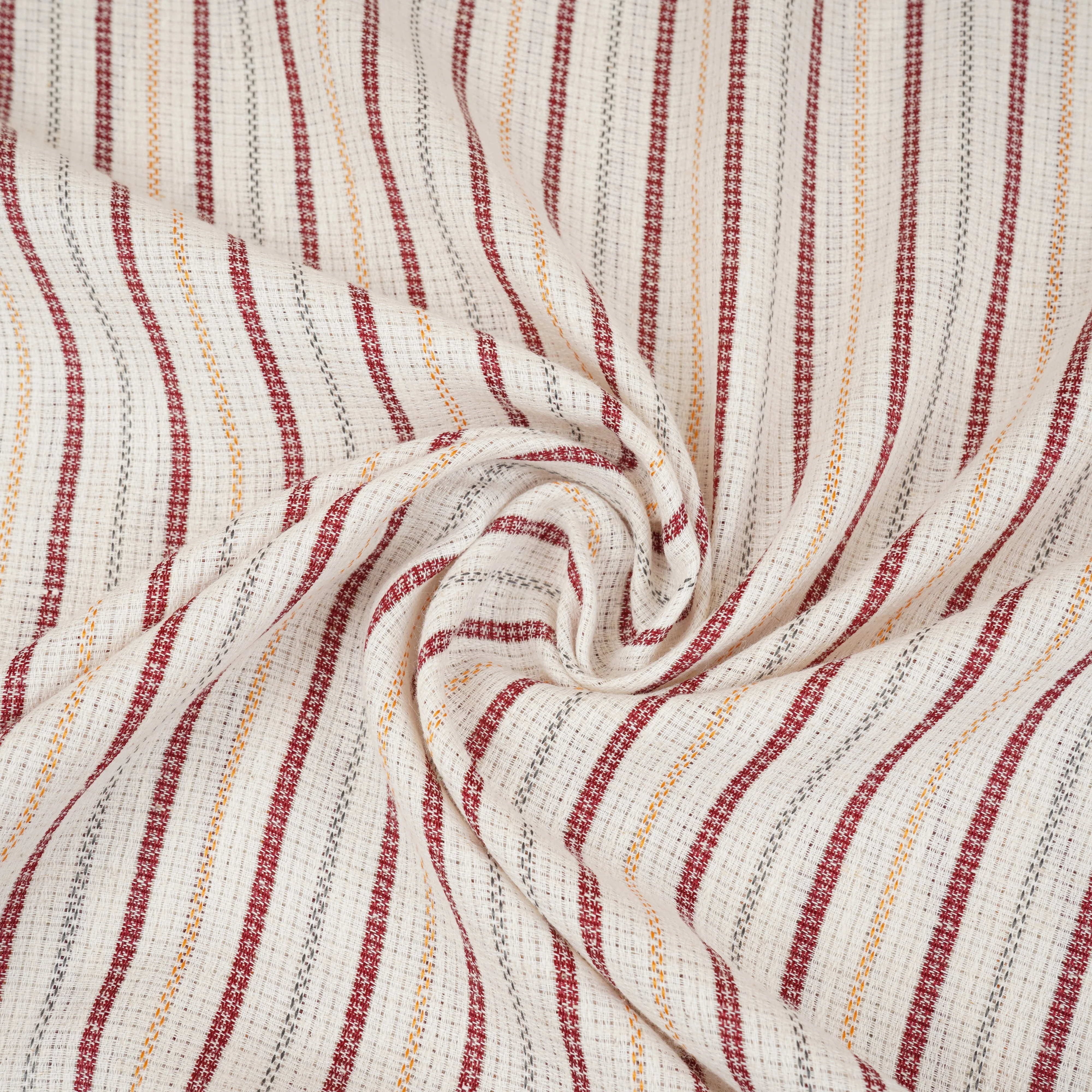 Maroon with White Stripes Linen Fabric RS-30225 - Image 3