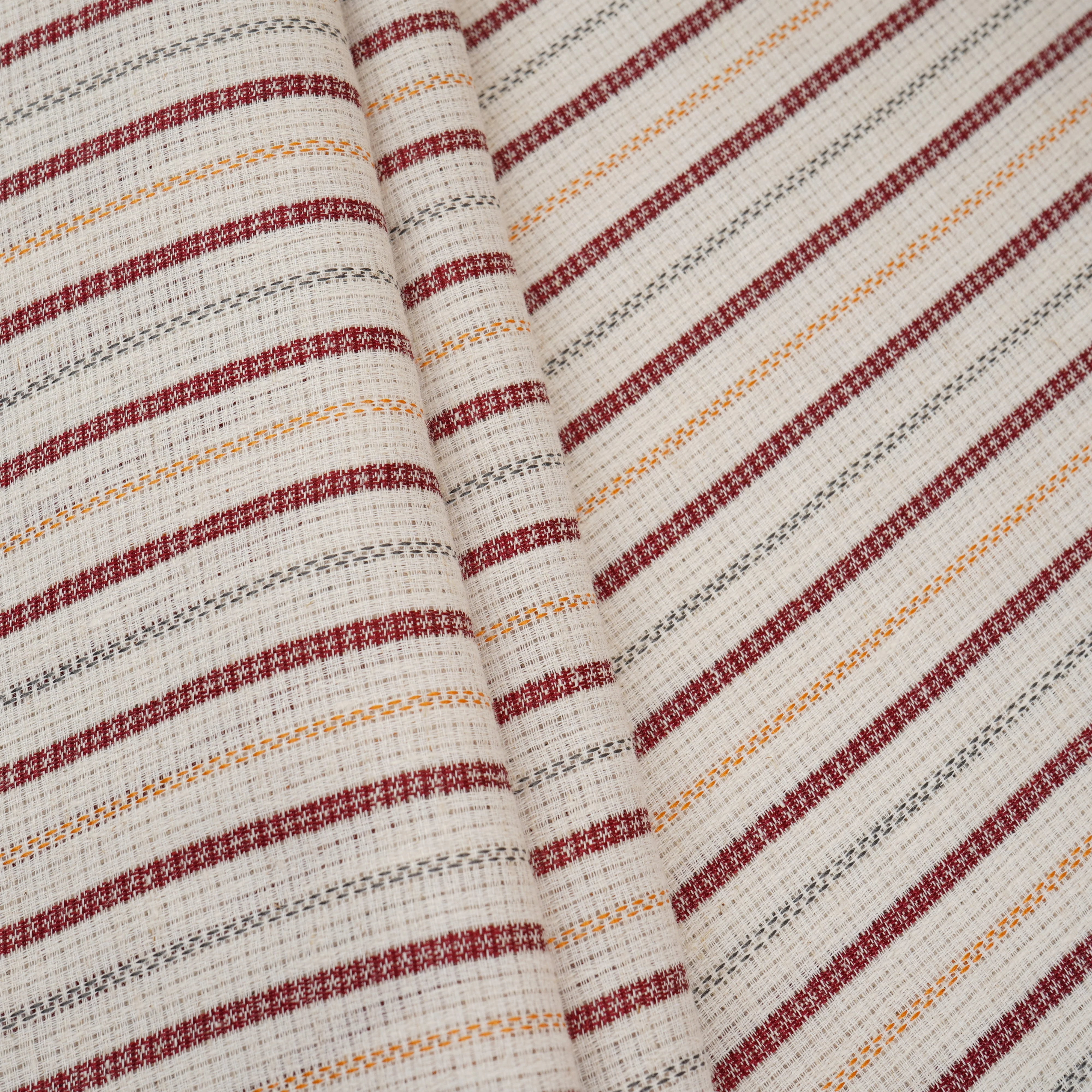 Maroon with White Stripes Linen Fabric RS-30225 - Image 4