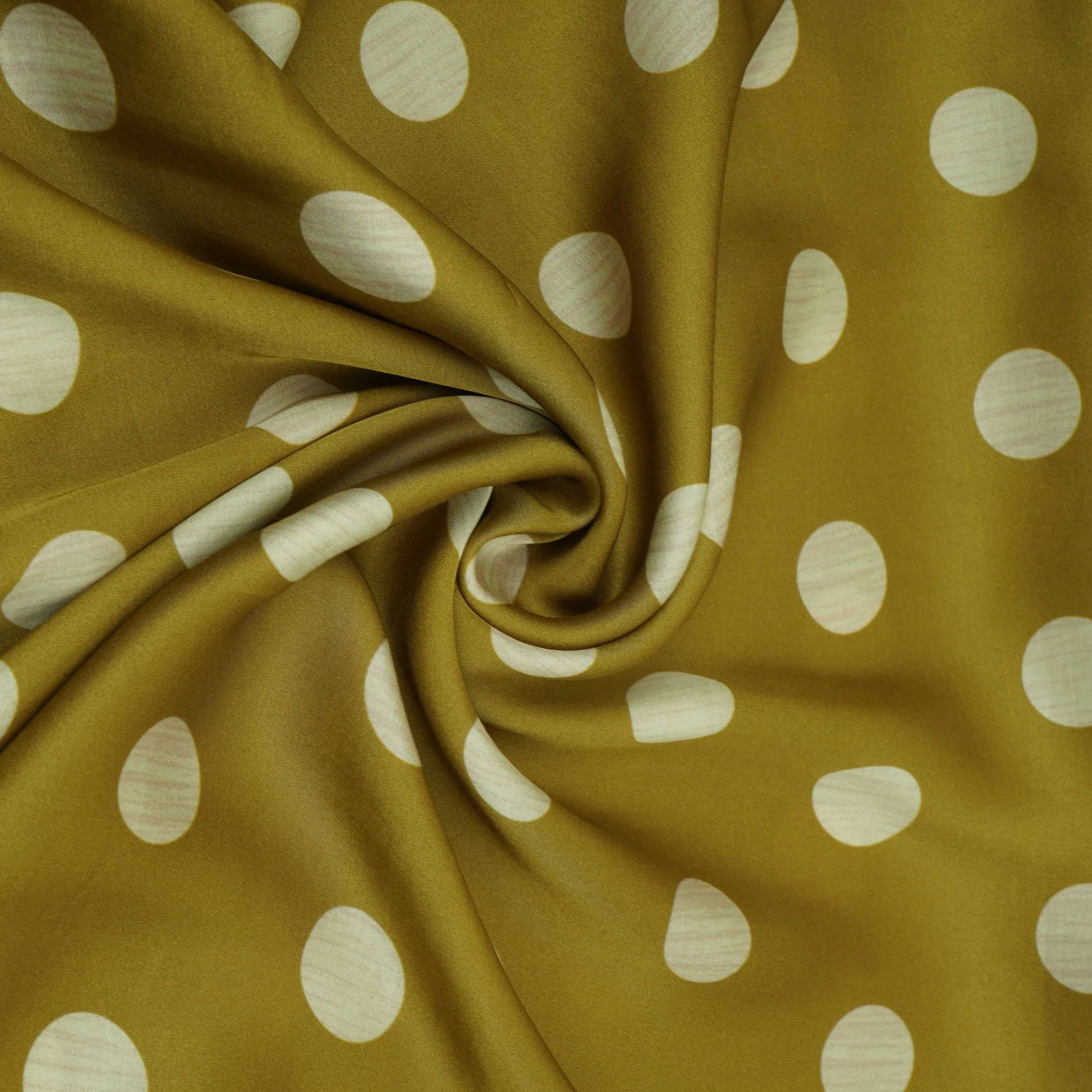 Mehendi Green With Cream Polka Dot Modal Satin Fabric VP-32356 - Image 4