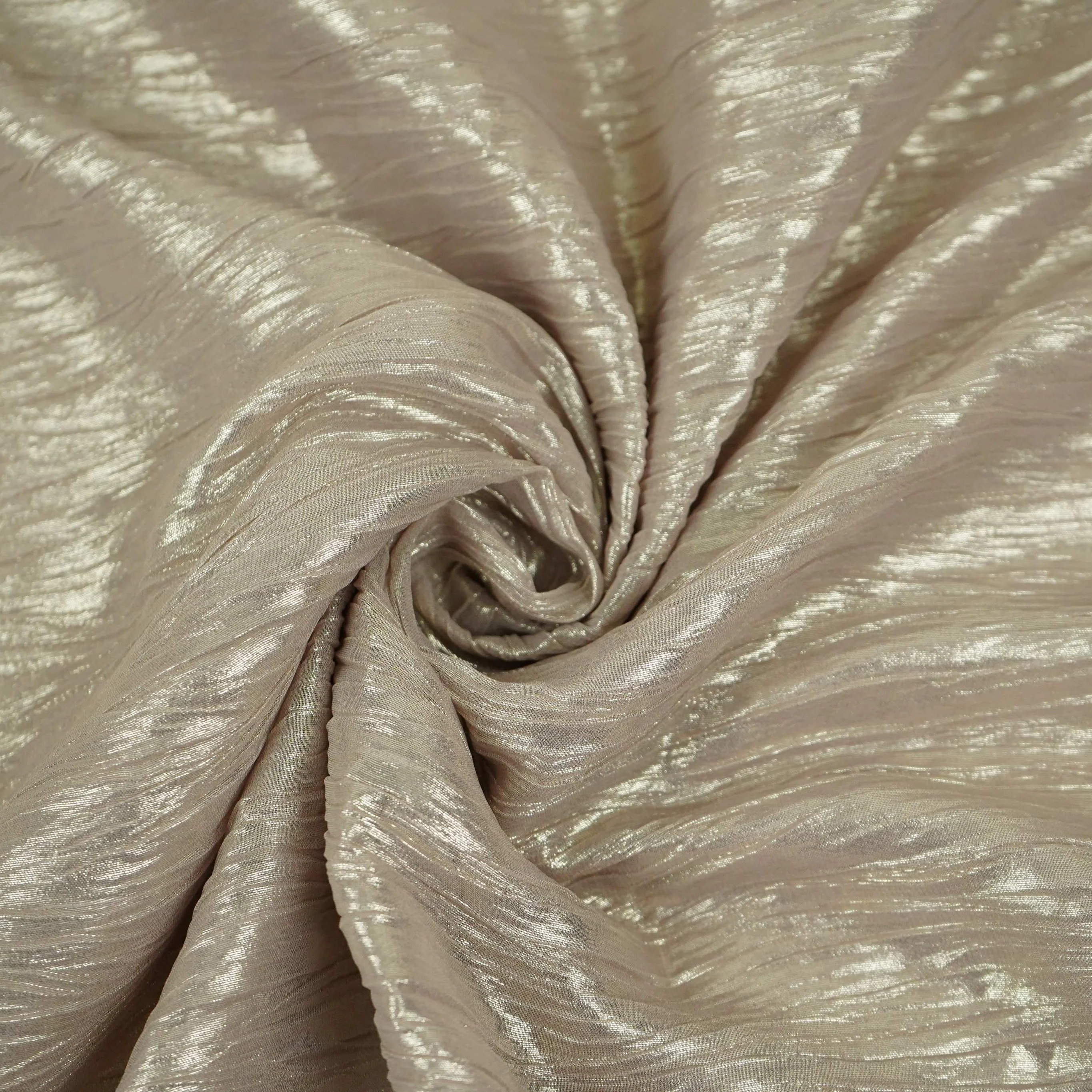 Metalic Gold With Plated Chiffon Foil Fabric LI-32166 - Image 3