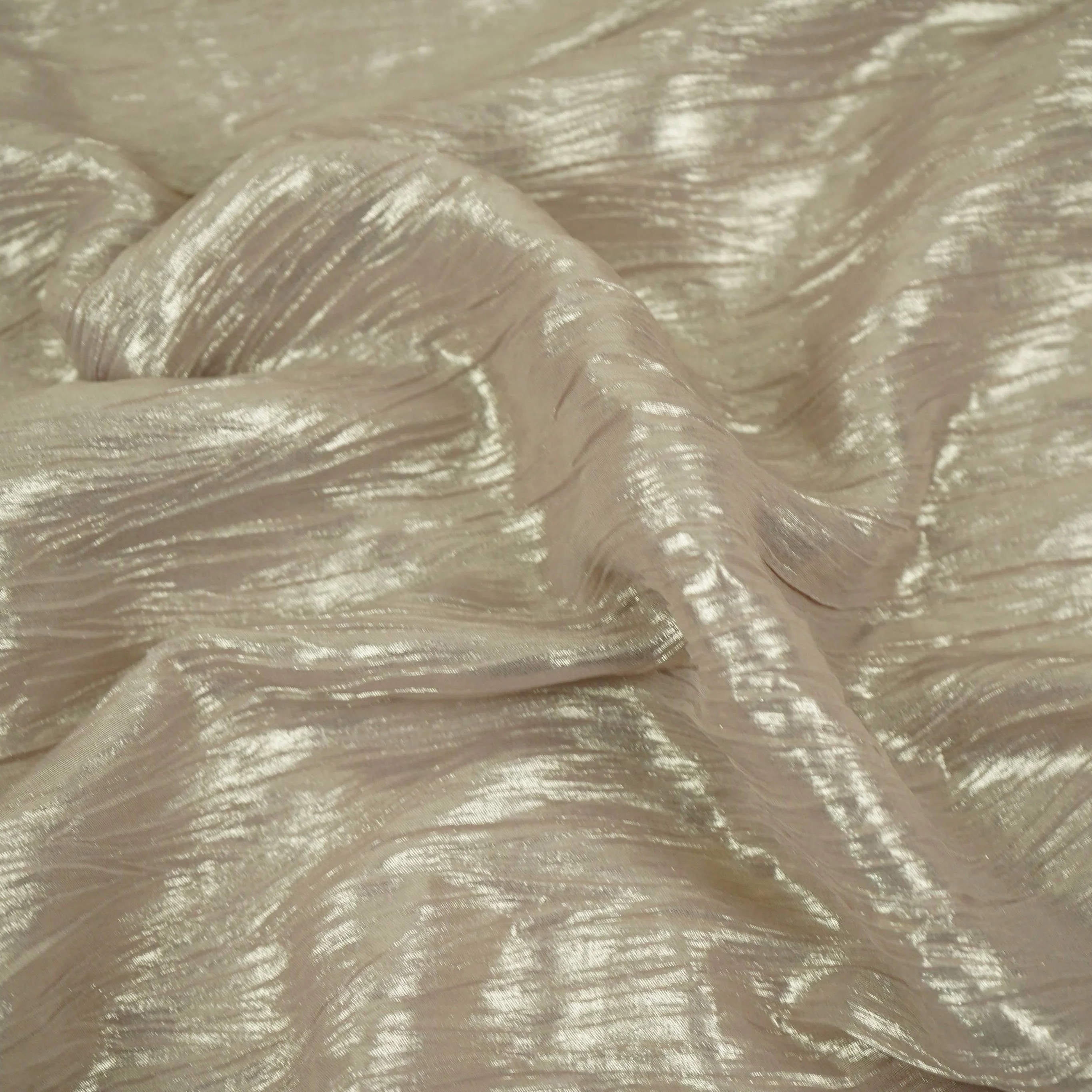 Metalic Gold With Plated Chiffon Foil Fabric LI-32166 - Image 4