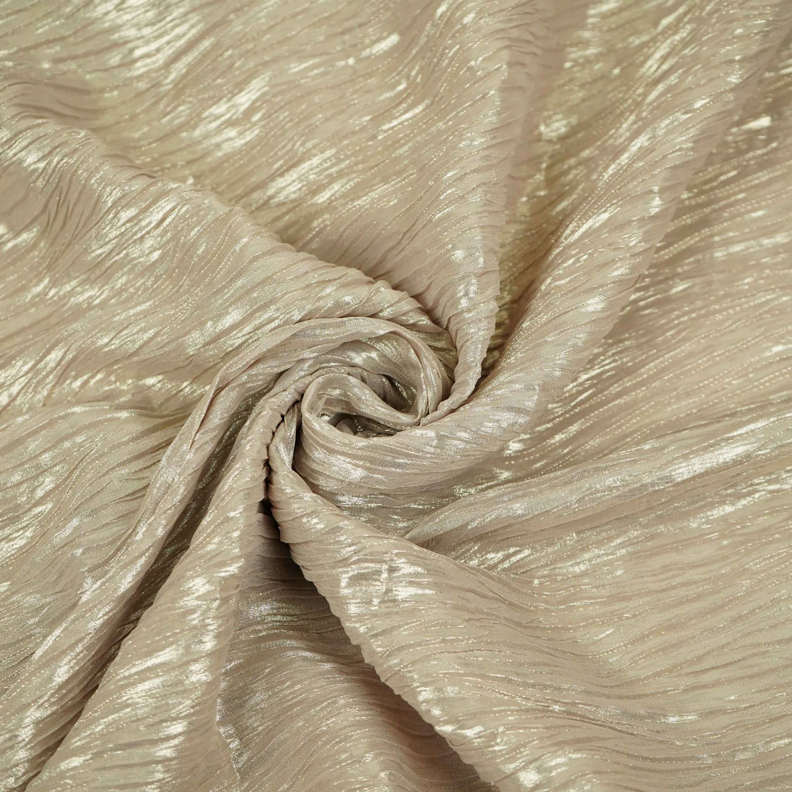 Metalic Gold With Plated Chiffon Foil Fabric LI-32167 - Image 4