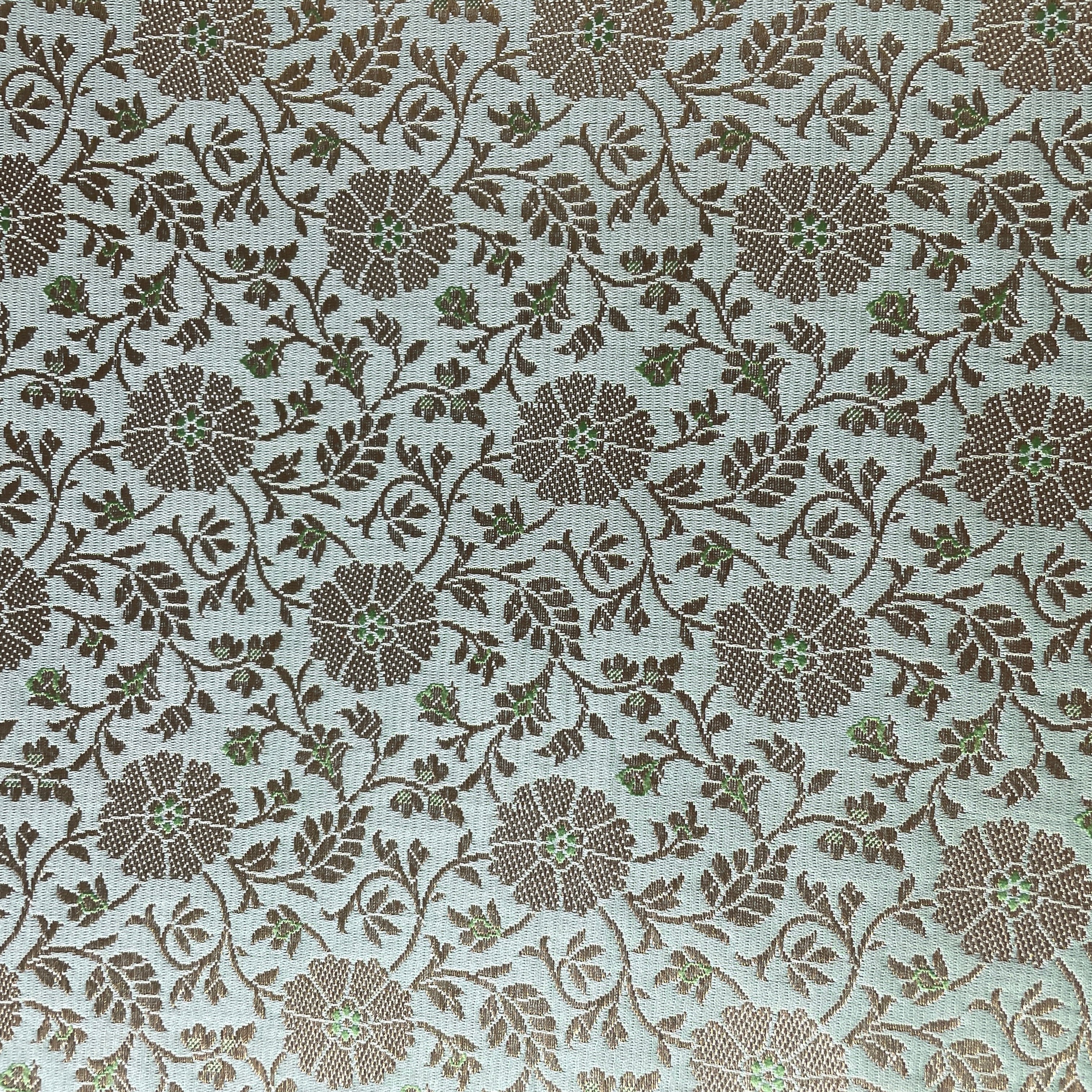 Mint Green Floral Banarasi Brocade Fabric 18741 - Image 2