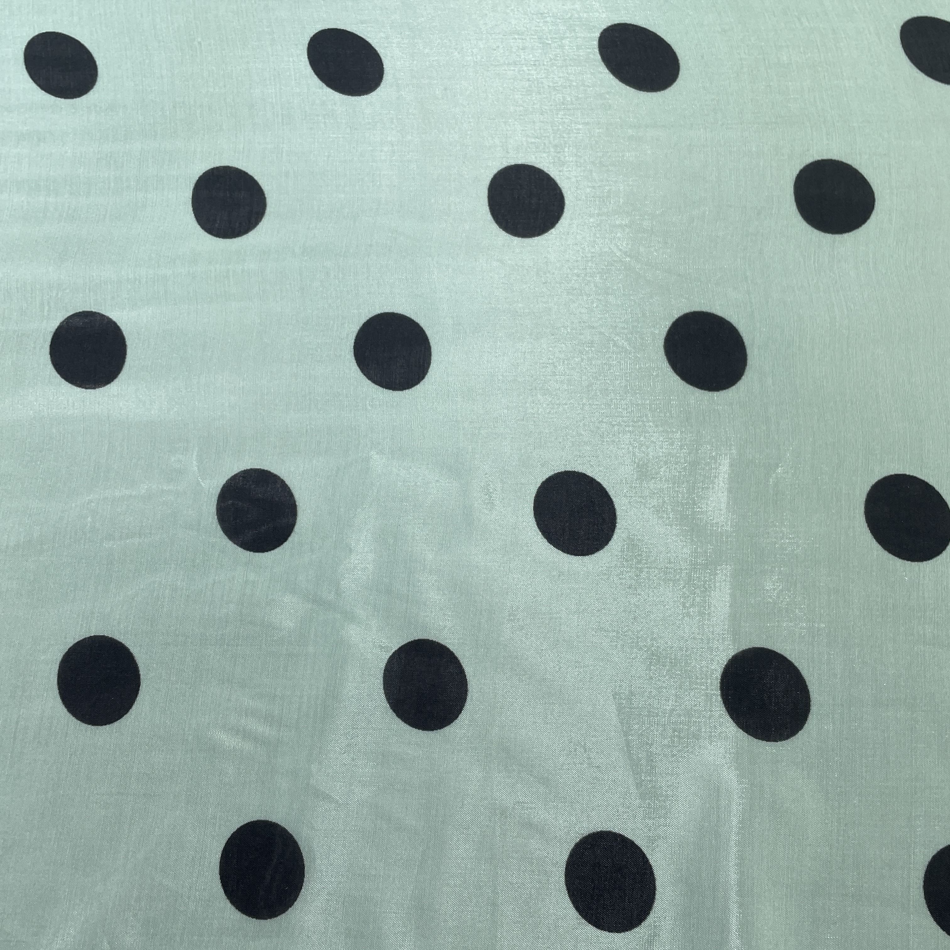 Mint Green Polka Dot Muslin Fabric - Image 3