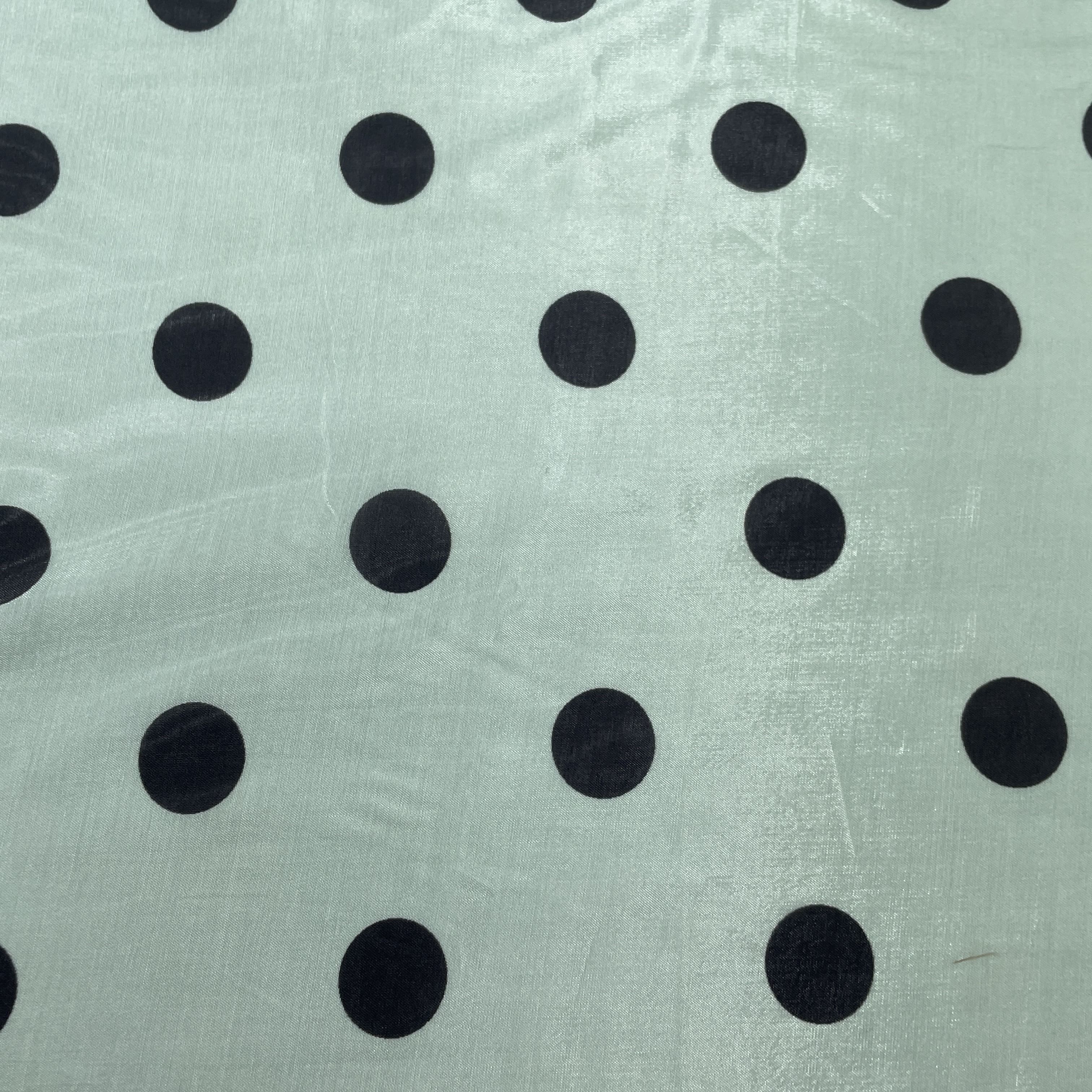 Mint Green Polka Dot Muslin Fabric - Image 4