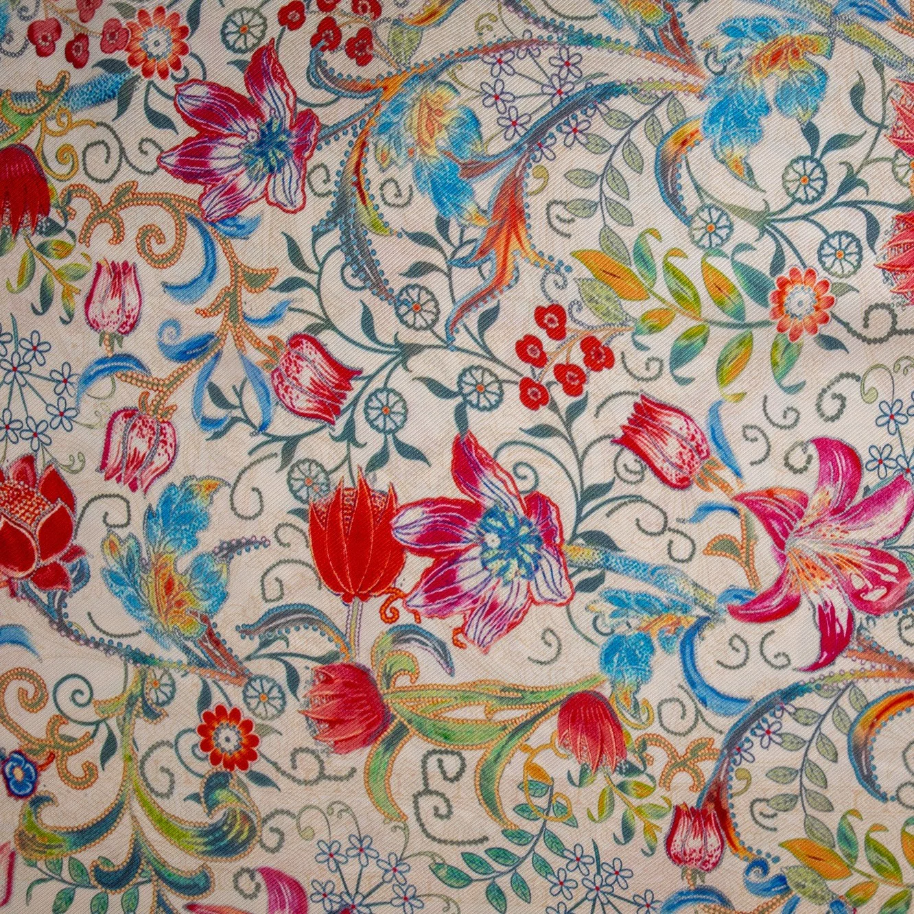 Multi Color Digital Floral Print Pure Silk Fabric - Image 2