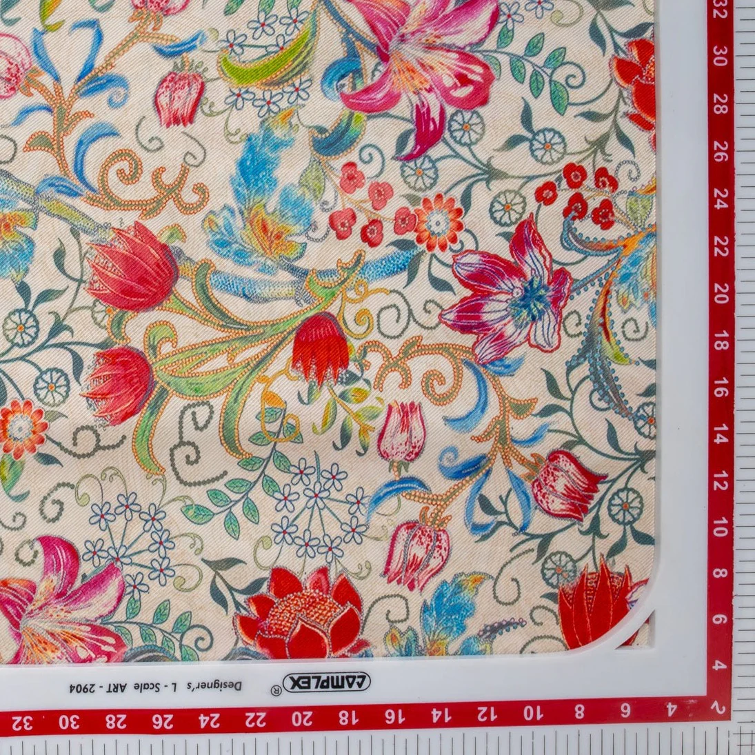 Multi Color Digital Floral Print Pure Silk Fabric - Image 3