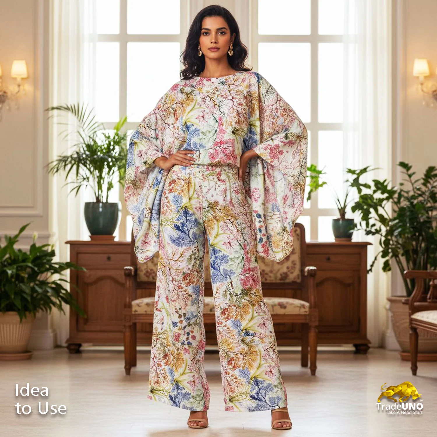 Multi Color Digital Print Twill Silk Fabric TU 1296 - Image 4