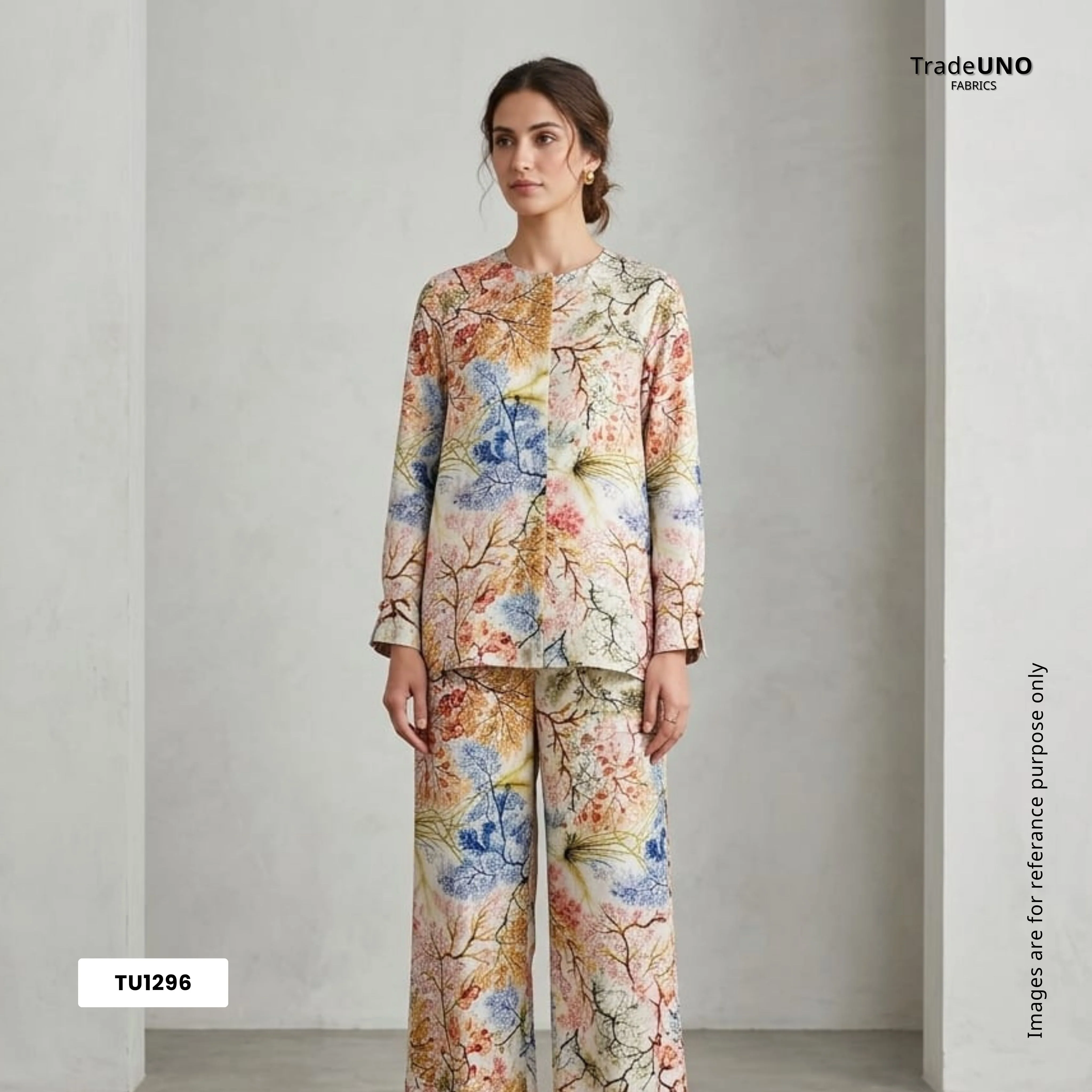 Multi Color Digital Print Twill Silk Fabric TU 1296 - Image 5