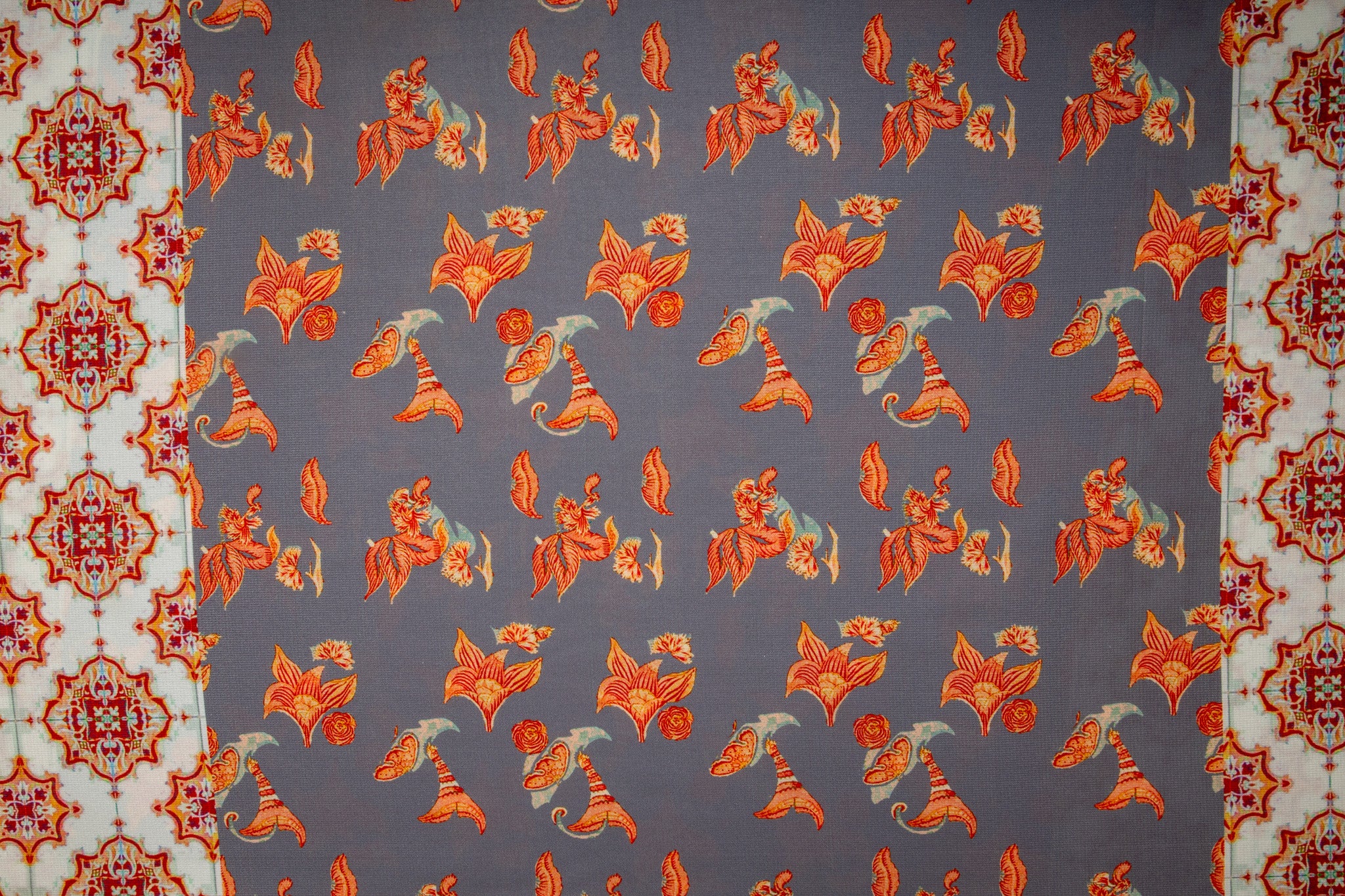 Multi Color Patch Digital Print Moss Crepe Fabric - Image 3