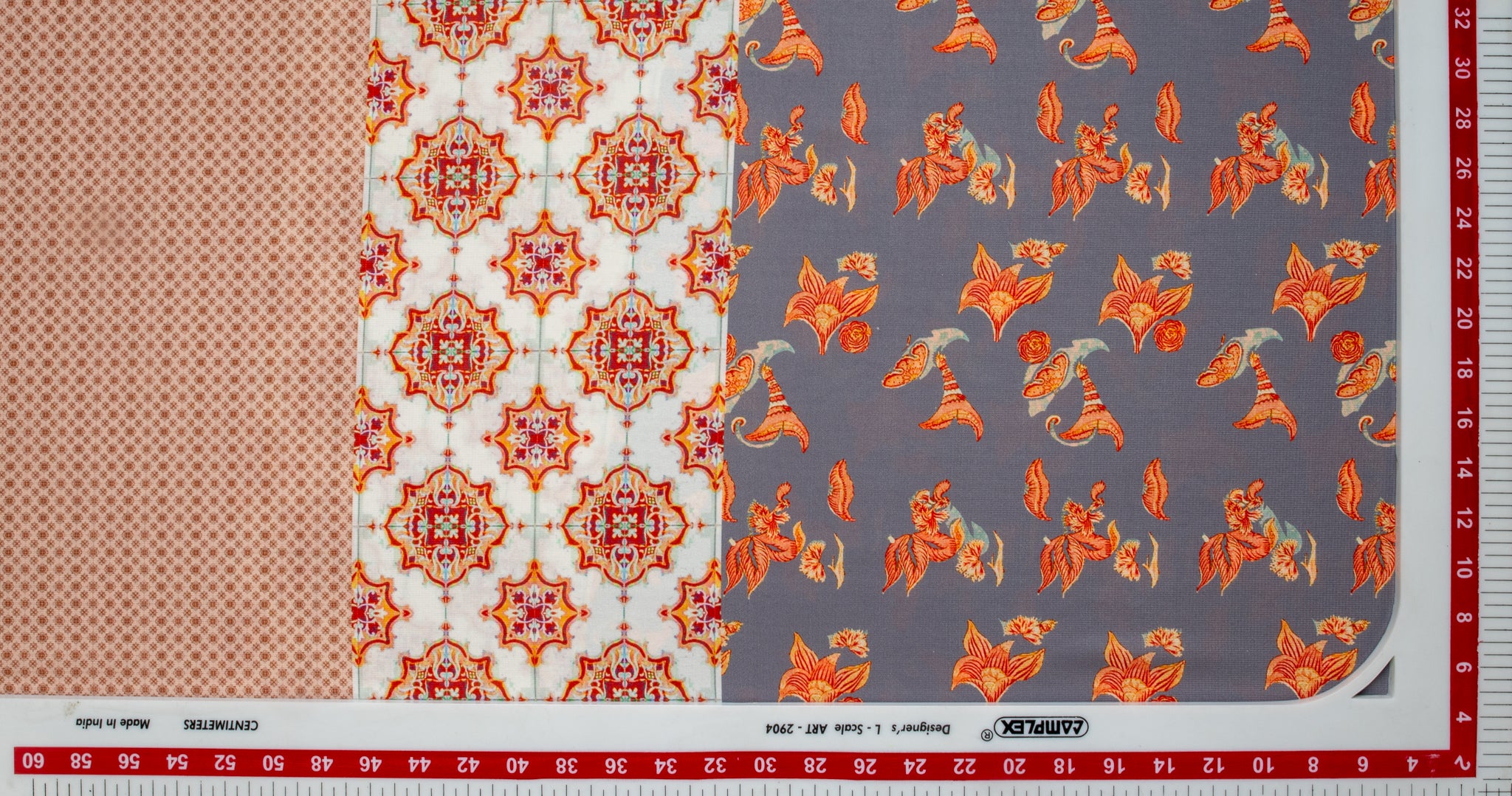 Multi Color Patch Digital Print Moss Crepe Fabric - Image 4