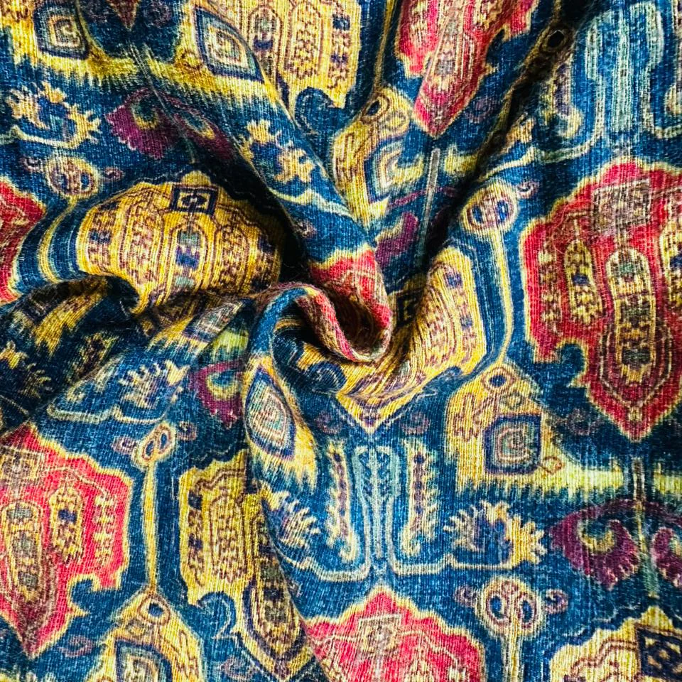 Multicolor Abstract Print Shisha Crepe Fabric