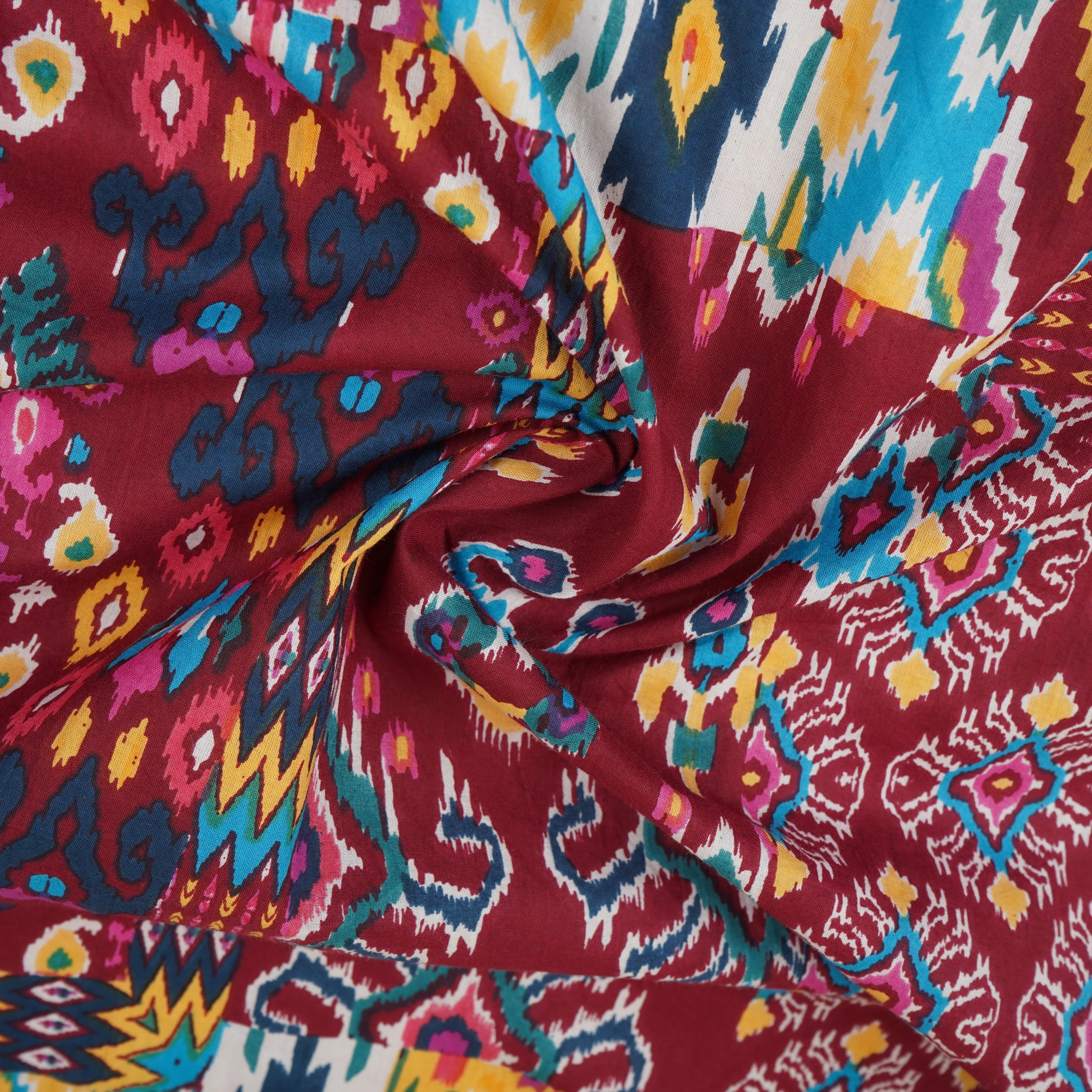 Multicolor Geomatrical Print Cotton Fabric MFR-29834 - Image 3