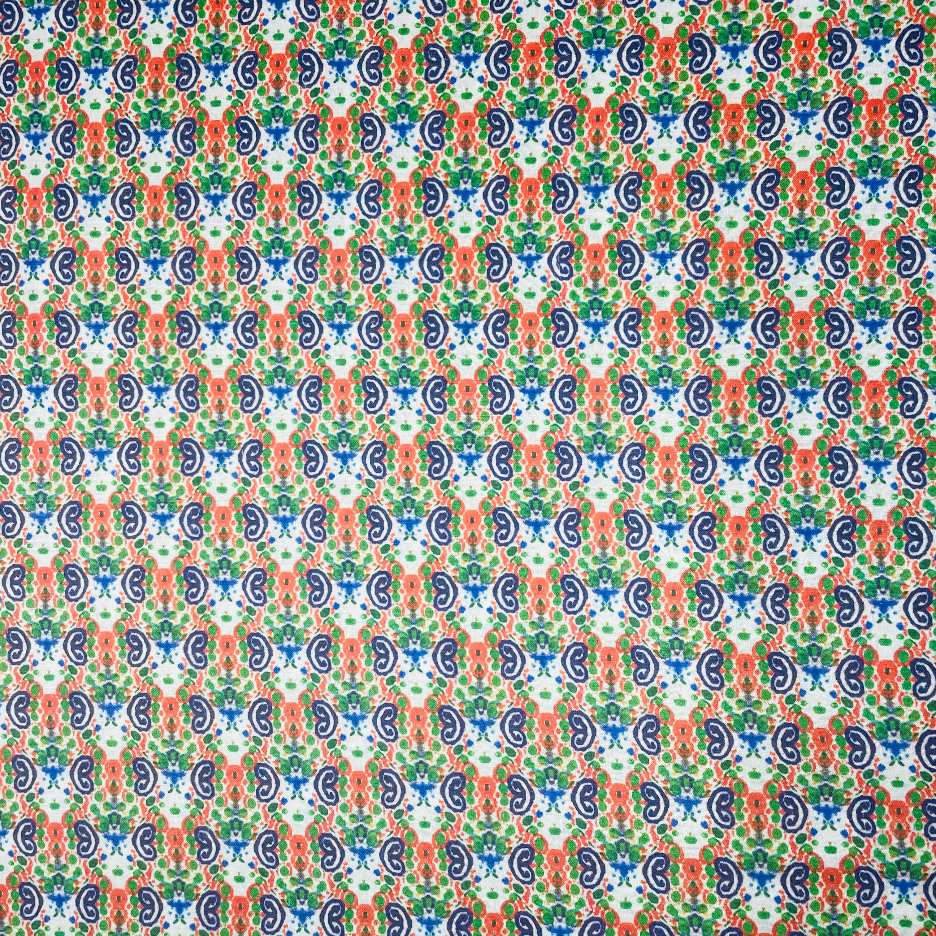Multicolor Handblock Print Mulmul Fabric - Image 2