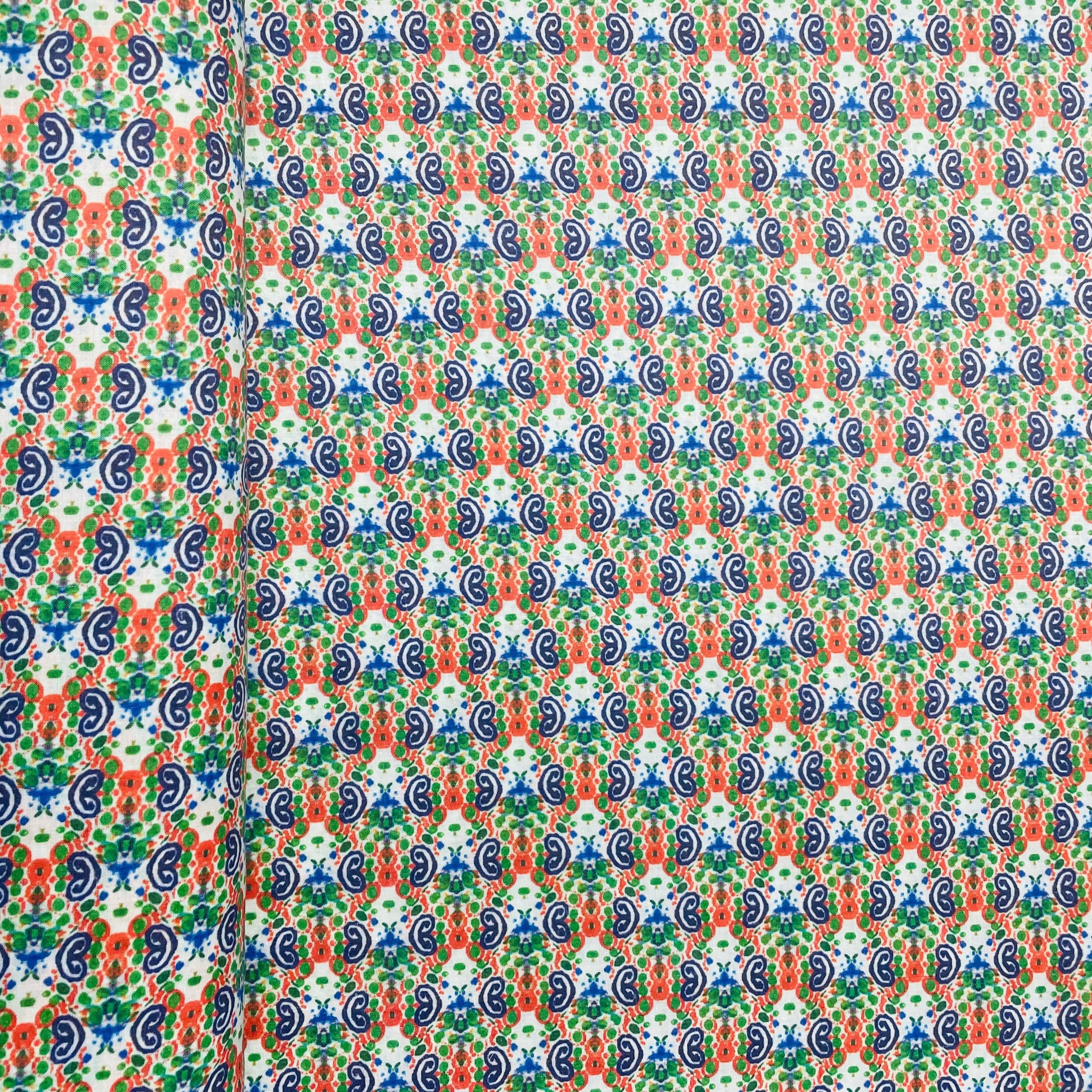 Multicolor Handblock Print Mulmul Fabric - Image 3