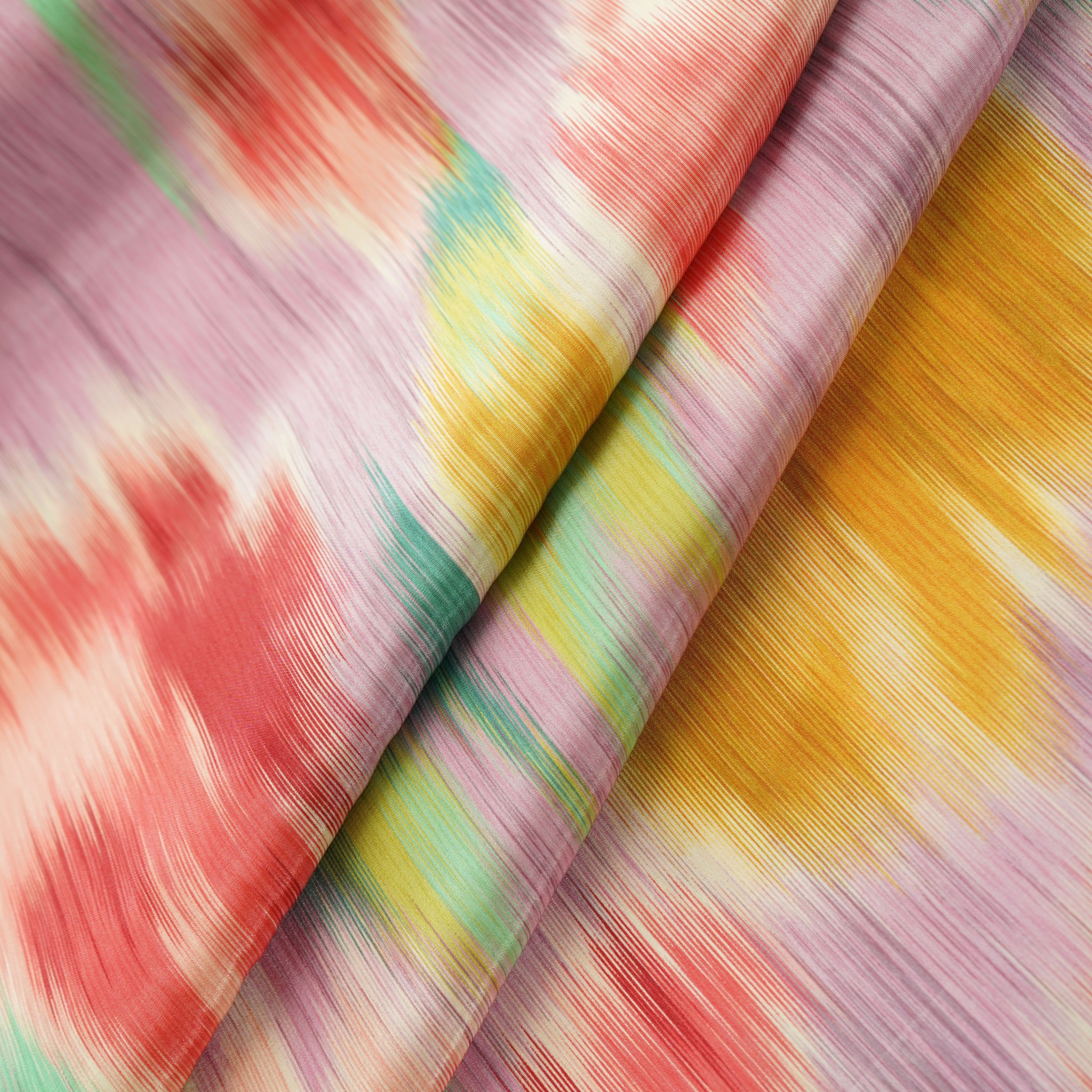 Multicolor Ikkat Print Crepe Fabric 17547 - Image 3