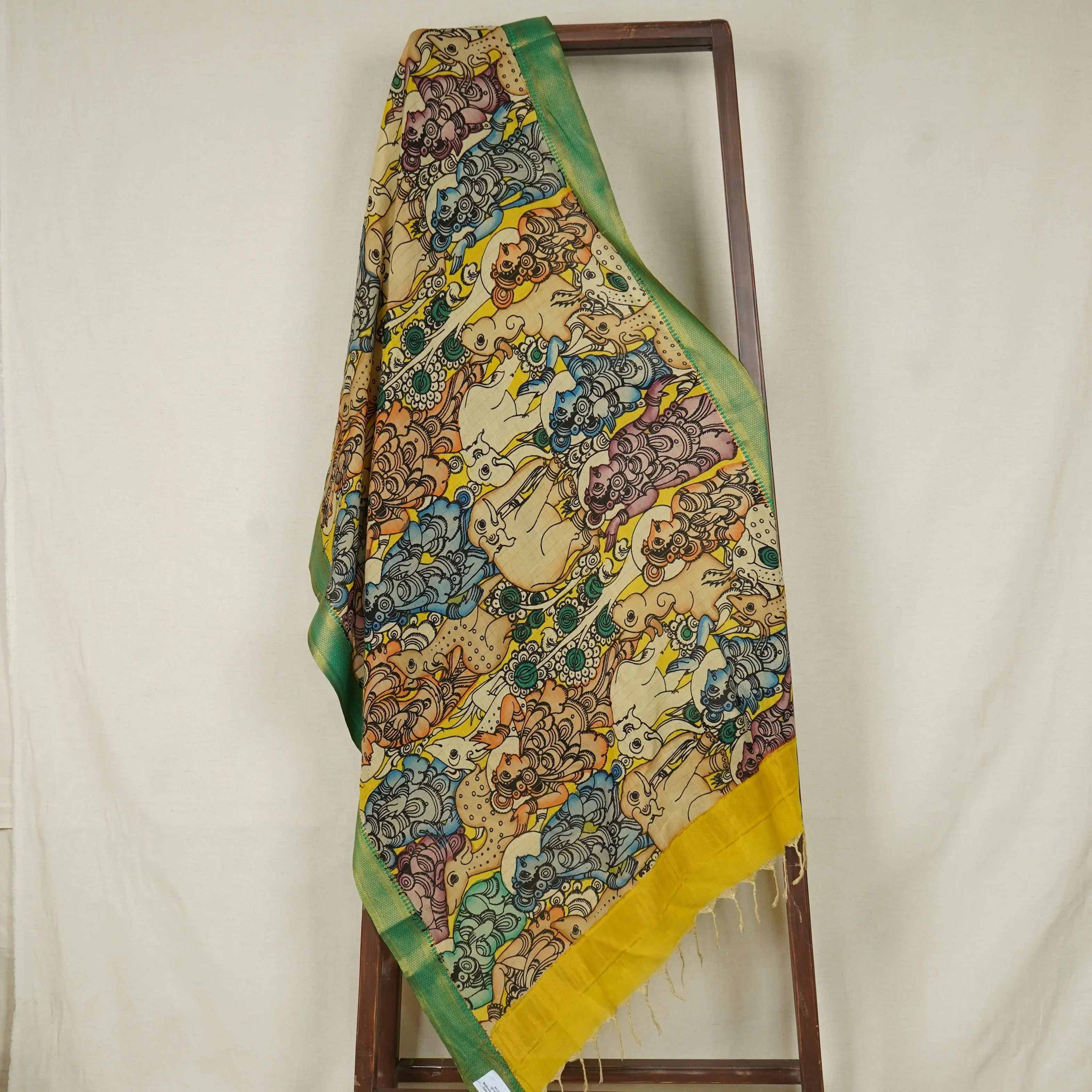 Multicolor Pen Kalamkari Cotton Silk Dupatta - Image 3