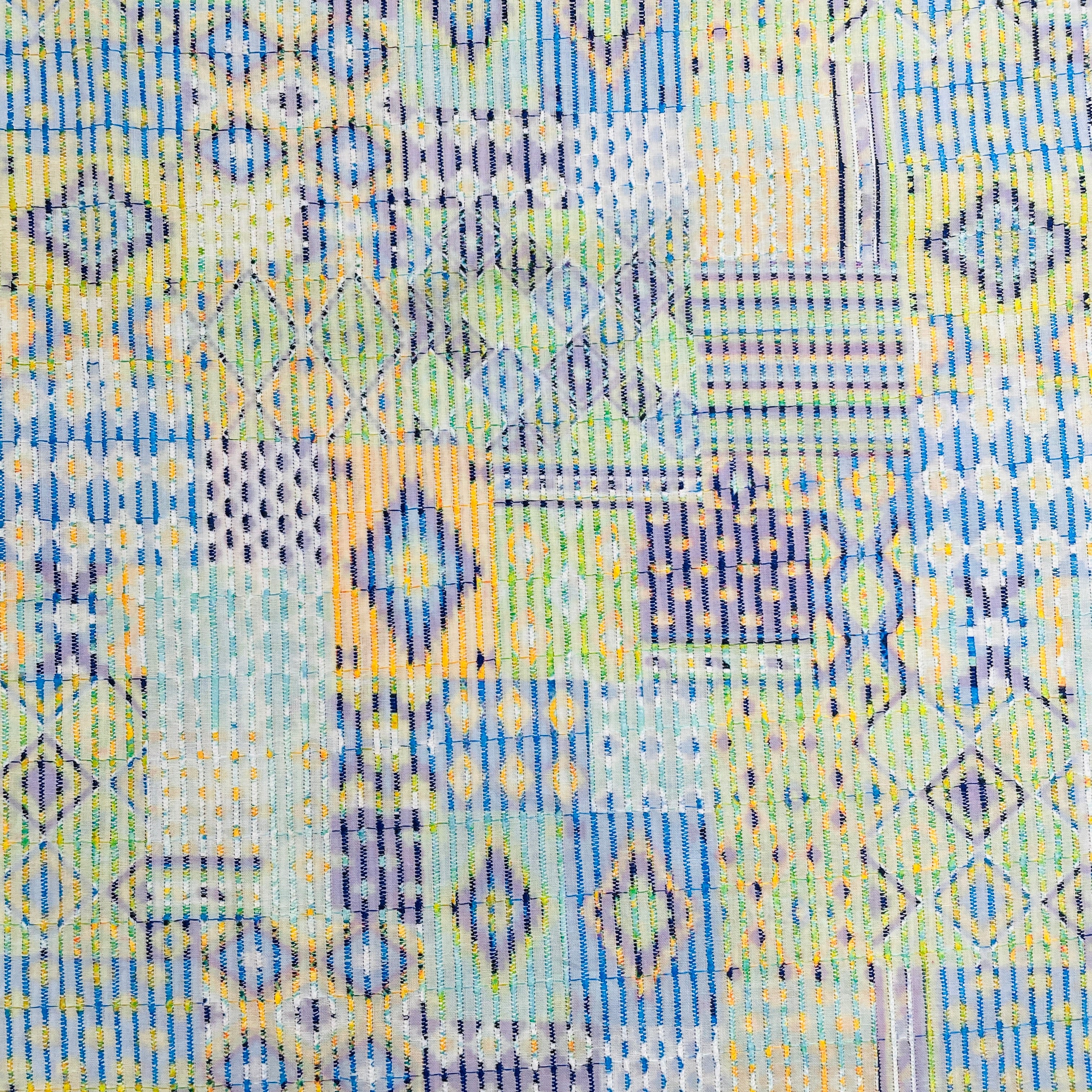 Multicolor Traditional Digital Print Embroidery Cotton Fabric - Image 2