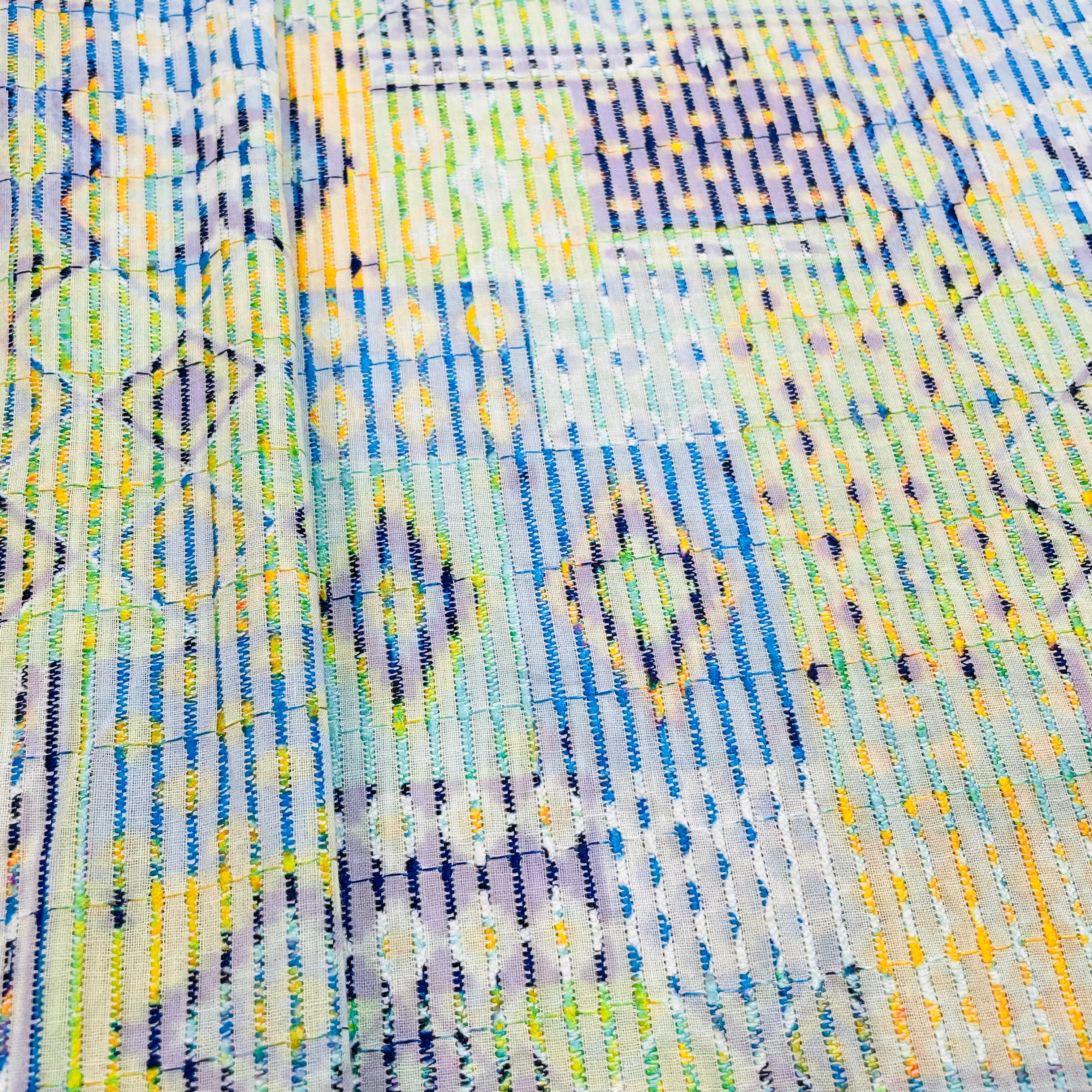 Multicolor Traditional Digital Print Embroidery Cotton Fabric - Image 3