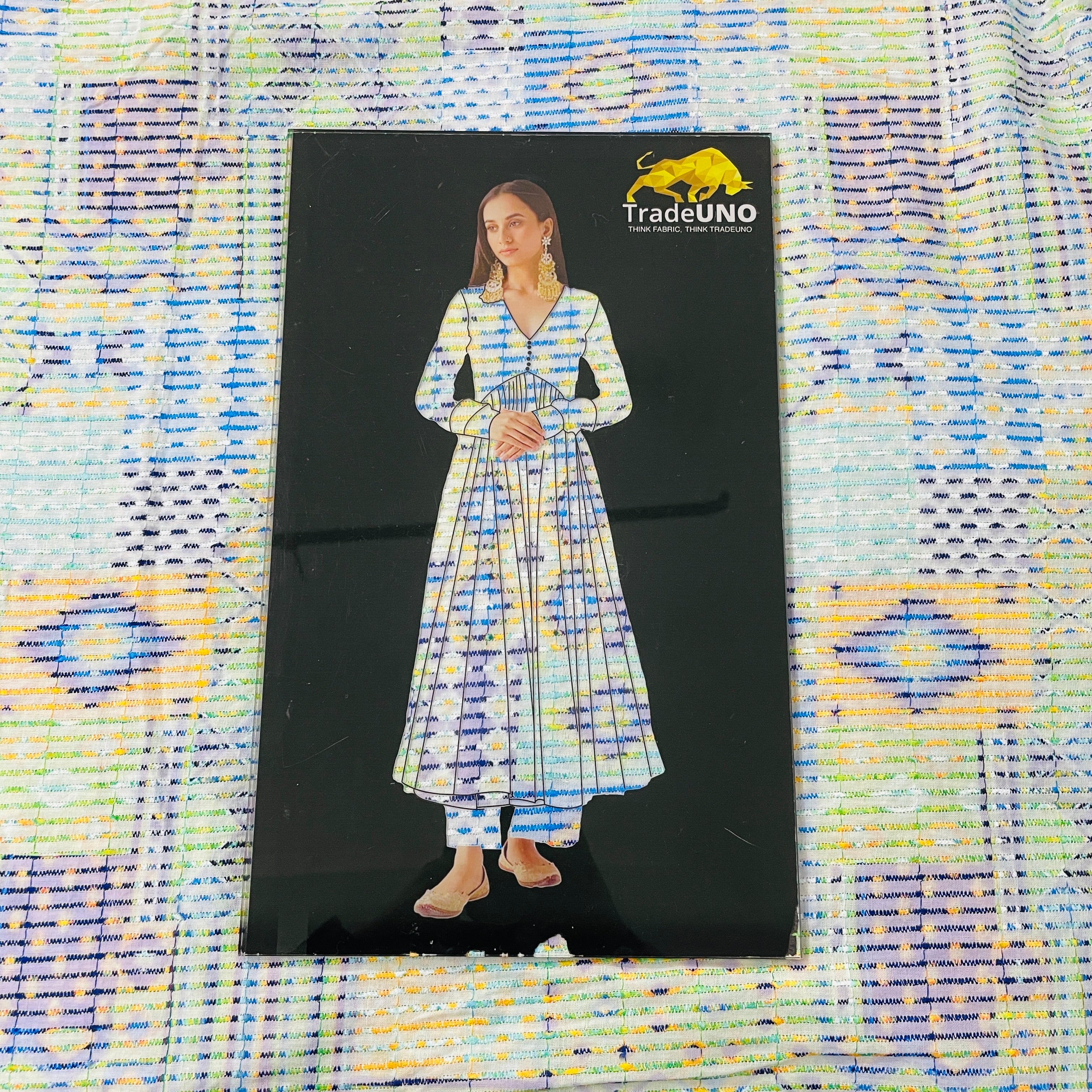 Multicolor Traditional Digital Print Embroidery Cotton Fabric - Image 4