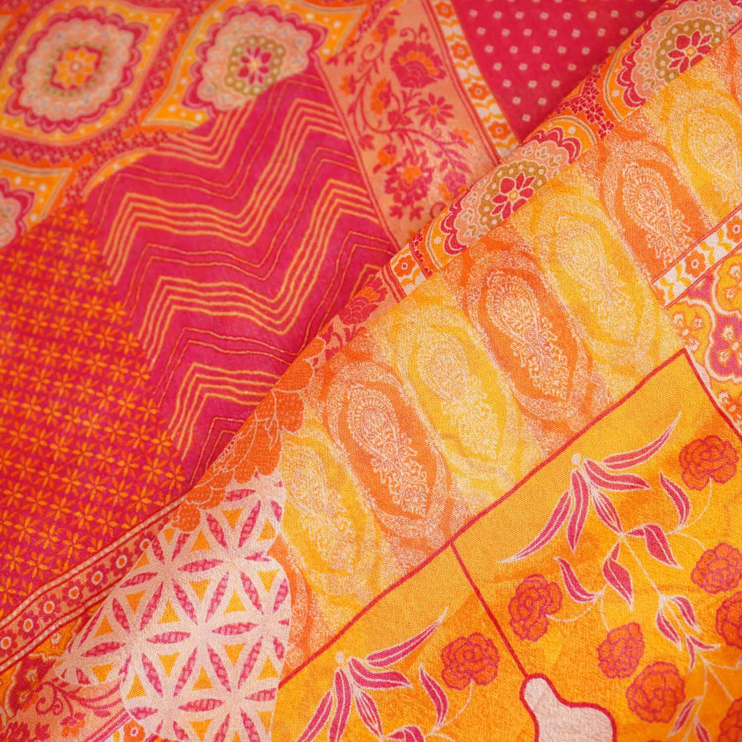 Multicolour Traditional Print Chinon Fabric NF-27574 - Image 3