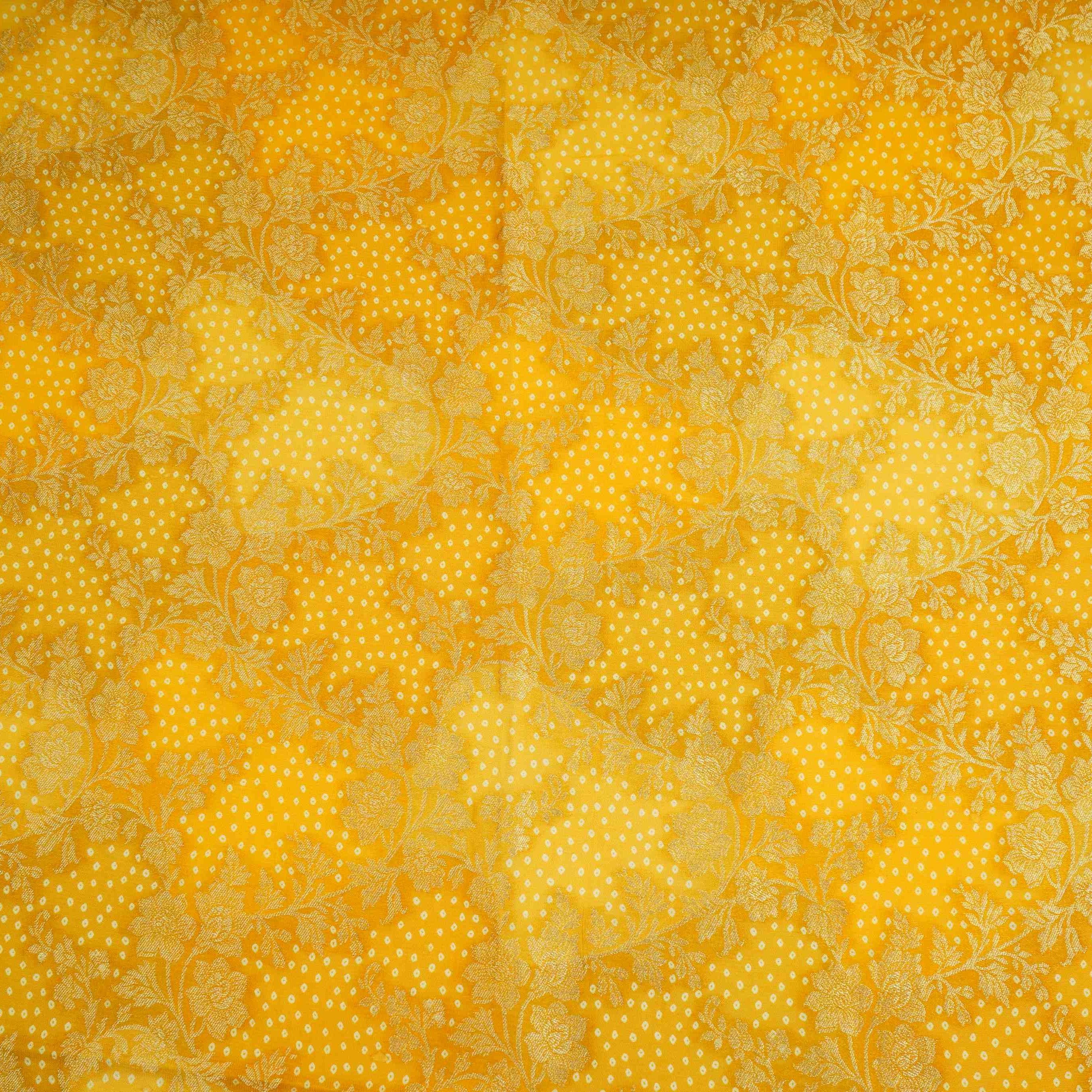 Mustard Bandhani floral Georgette Jaal Fabric MTI-31547 - Image 2