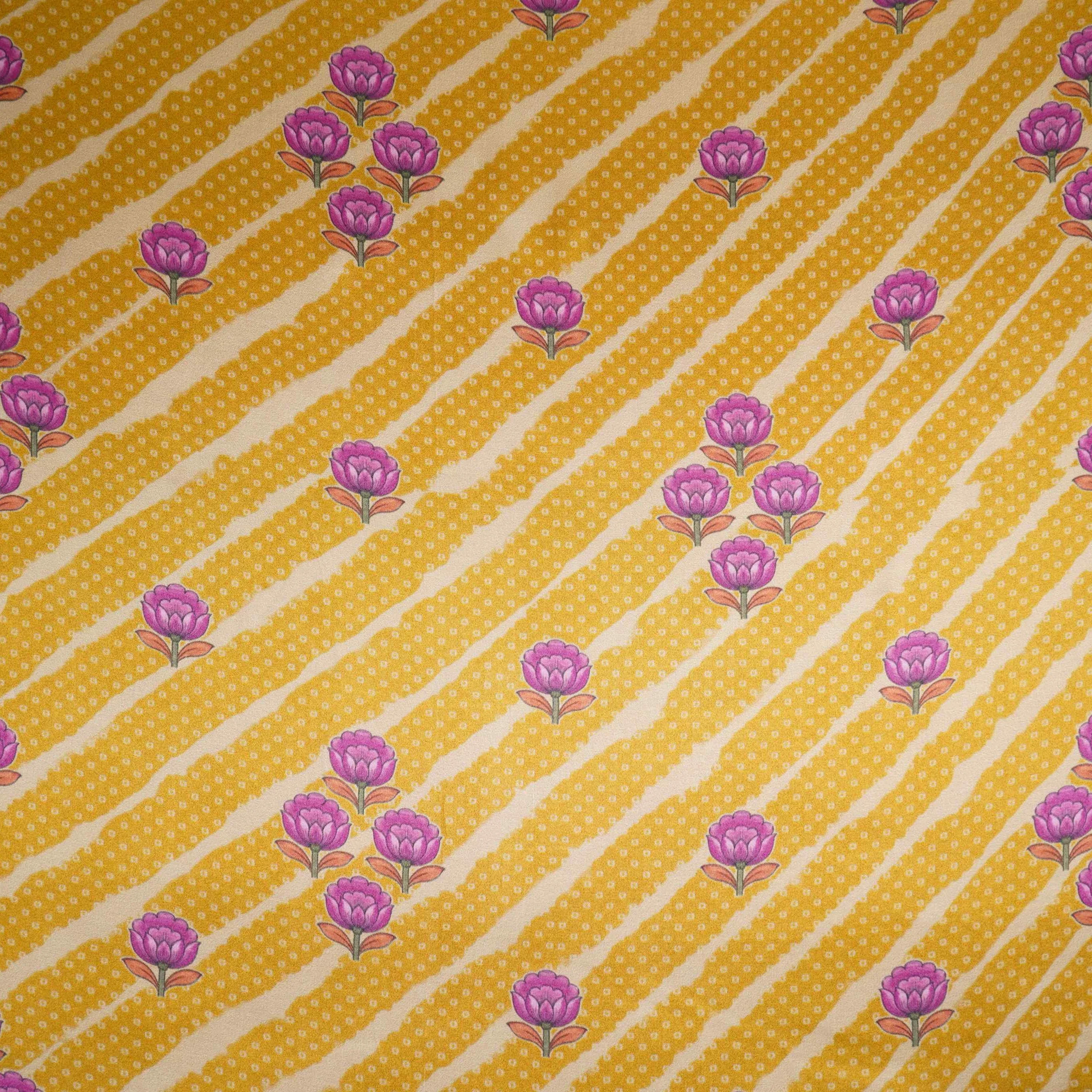 Mustard floral Bandhani print Bemberg Modal Silk Fabric KTP-31396 - Image 2