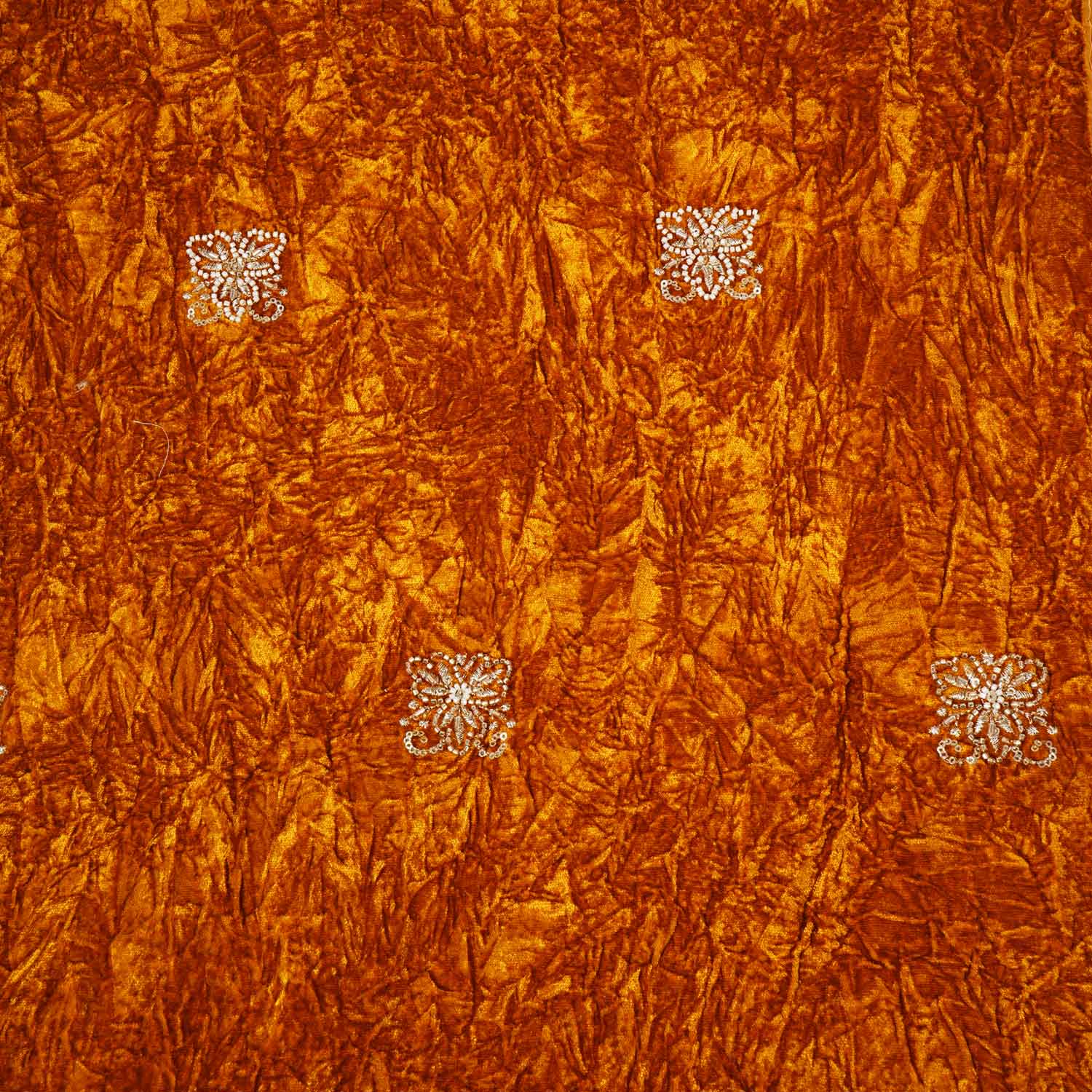 Mustard Floral Cutdana Crushed Velvet 9000 SC-27992 - Image 4