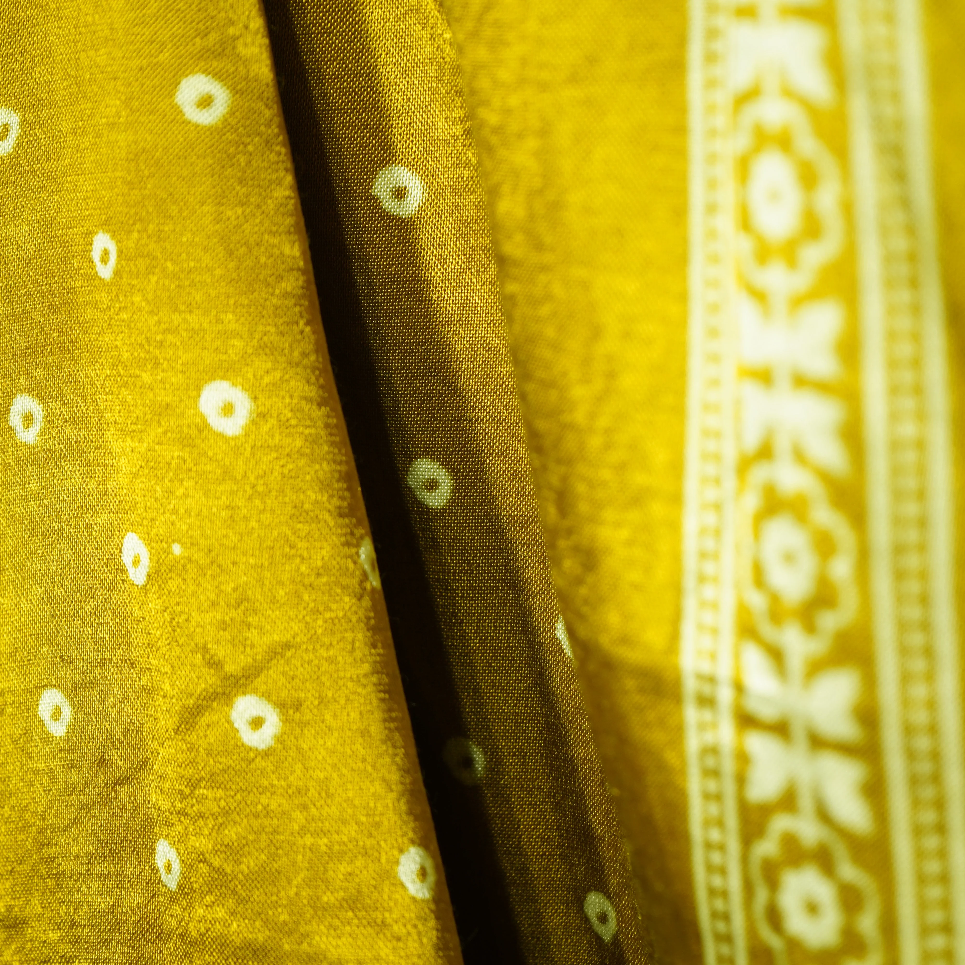 Mustard Floral Dupatta Mashru Silk Fabric - Image 5