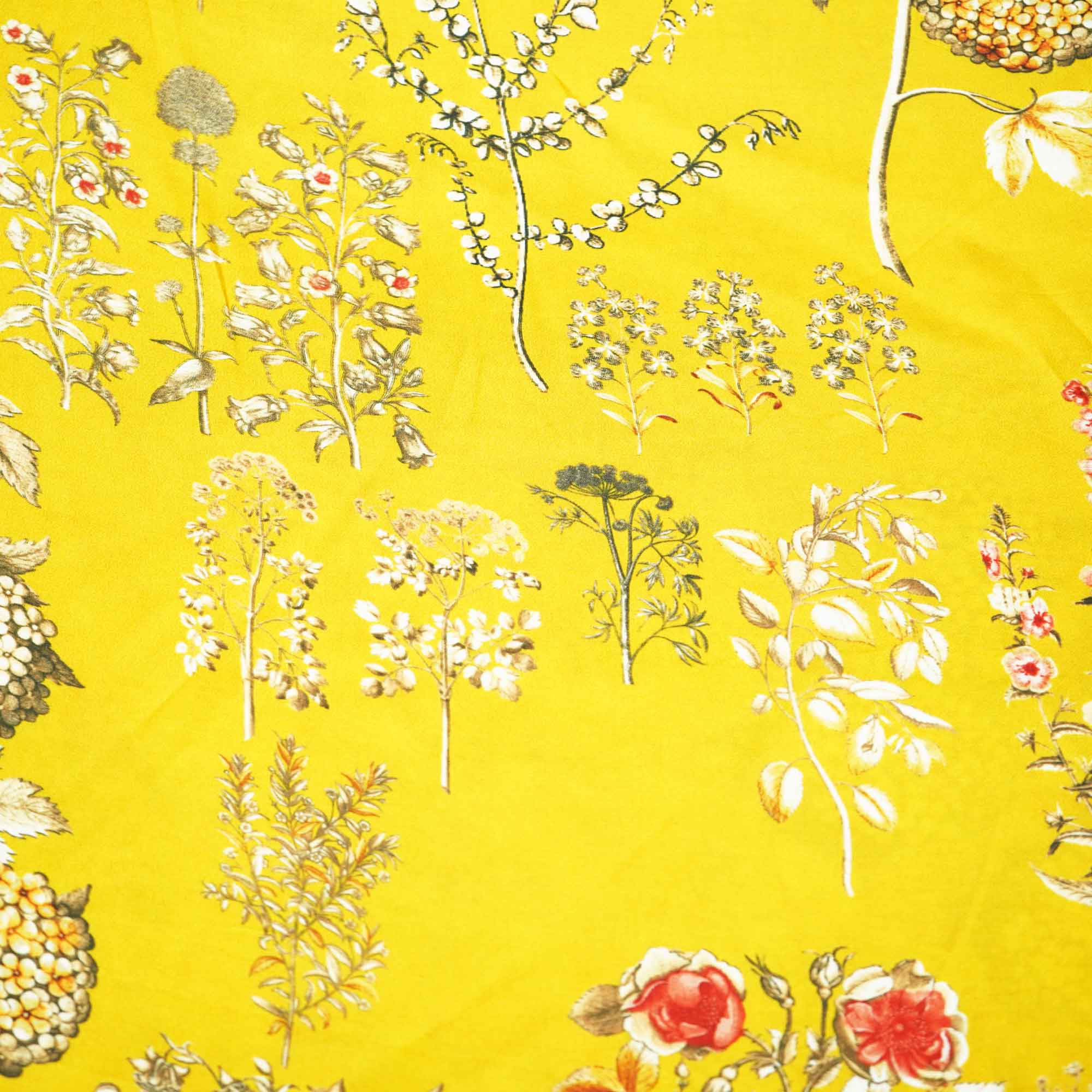 Mustard Floral Print Bemberg Gaji Silk Fabric 02030 GT-18021 - Image 4