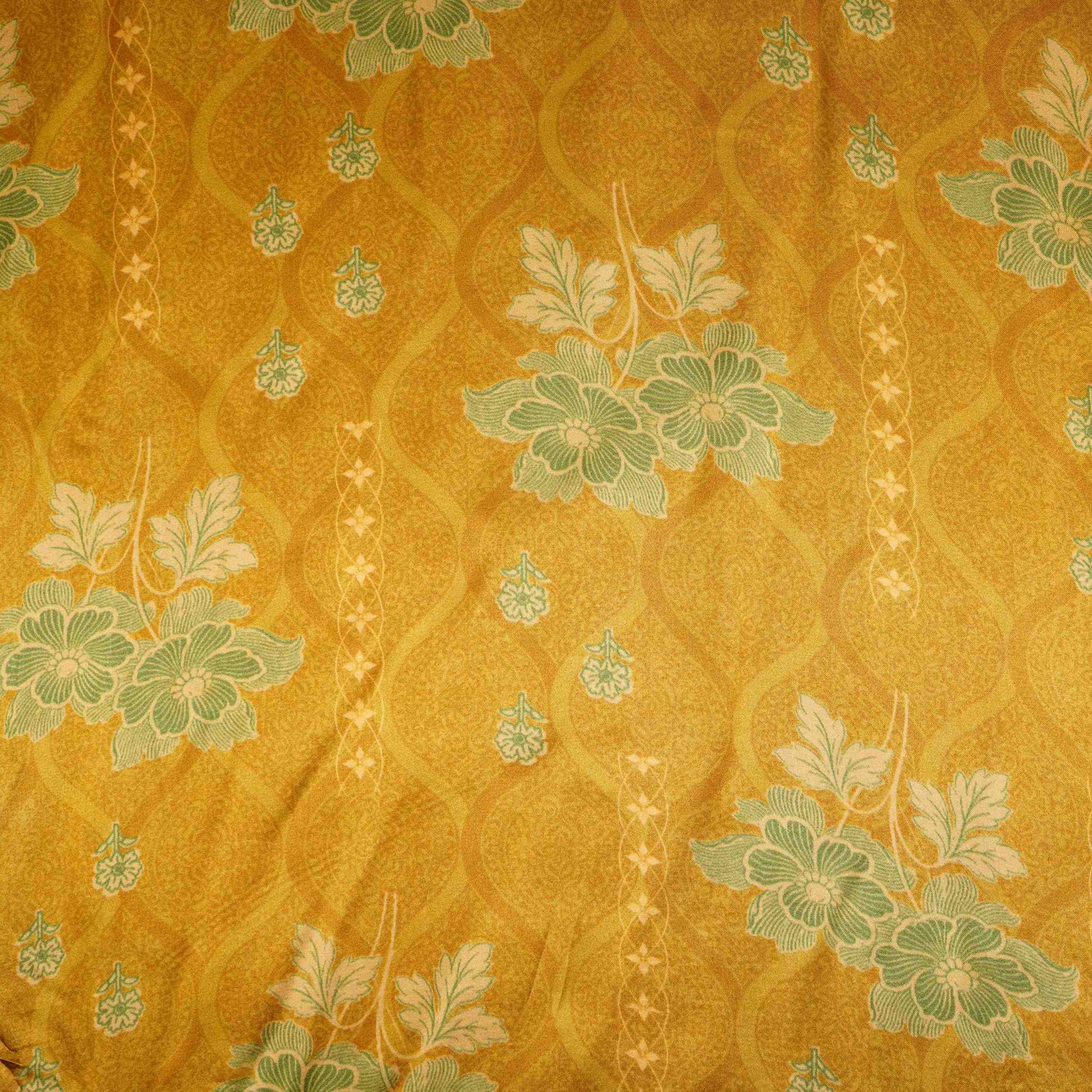 Mustard floral print Bemberg Modal Silk Fabric KTP-31436 - Image 2